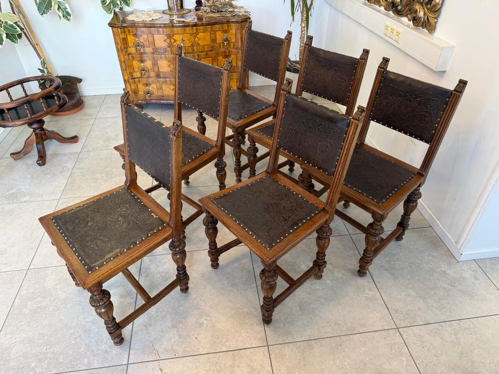 Gründerzeit Sessel Stuhlgruppe 6er Set aus 1875 D2807
