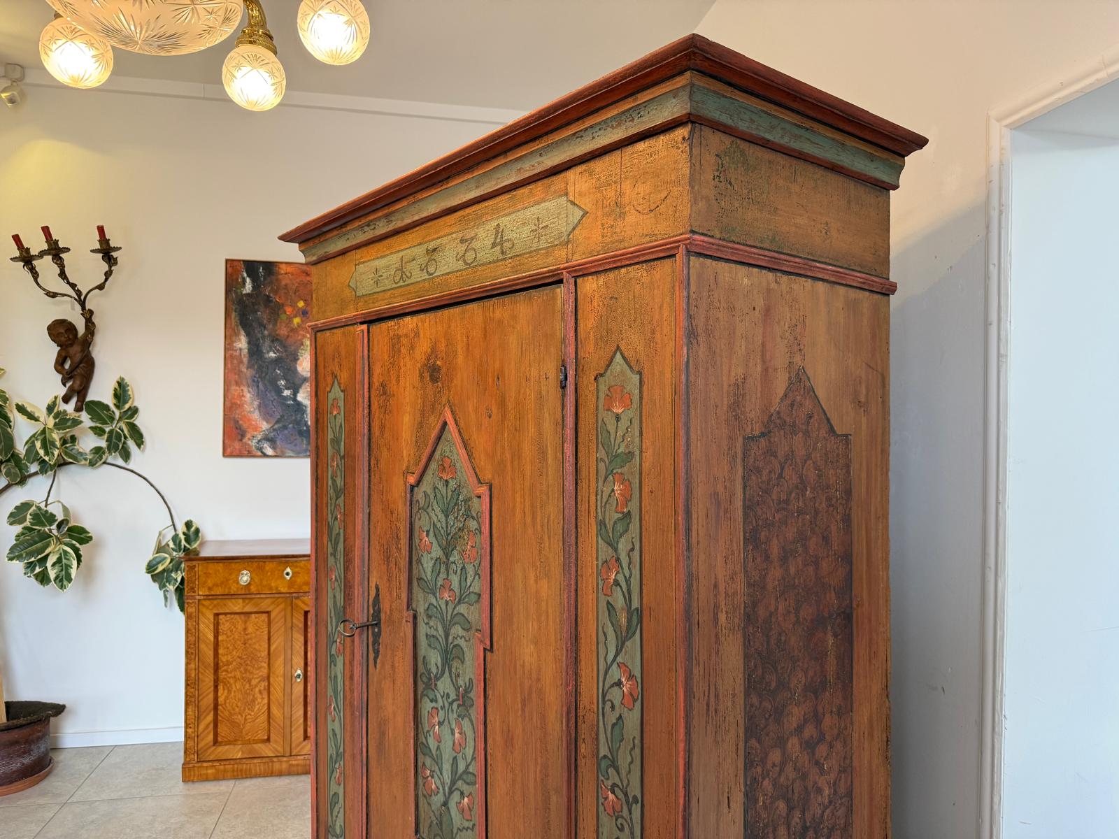 Handbemalter Barockschrank Bauernschrank Bauernkasten Kitzbühel 1784 D1204