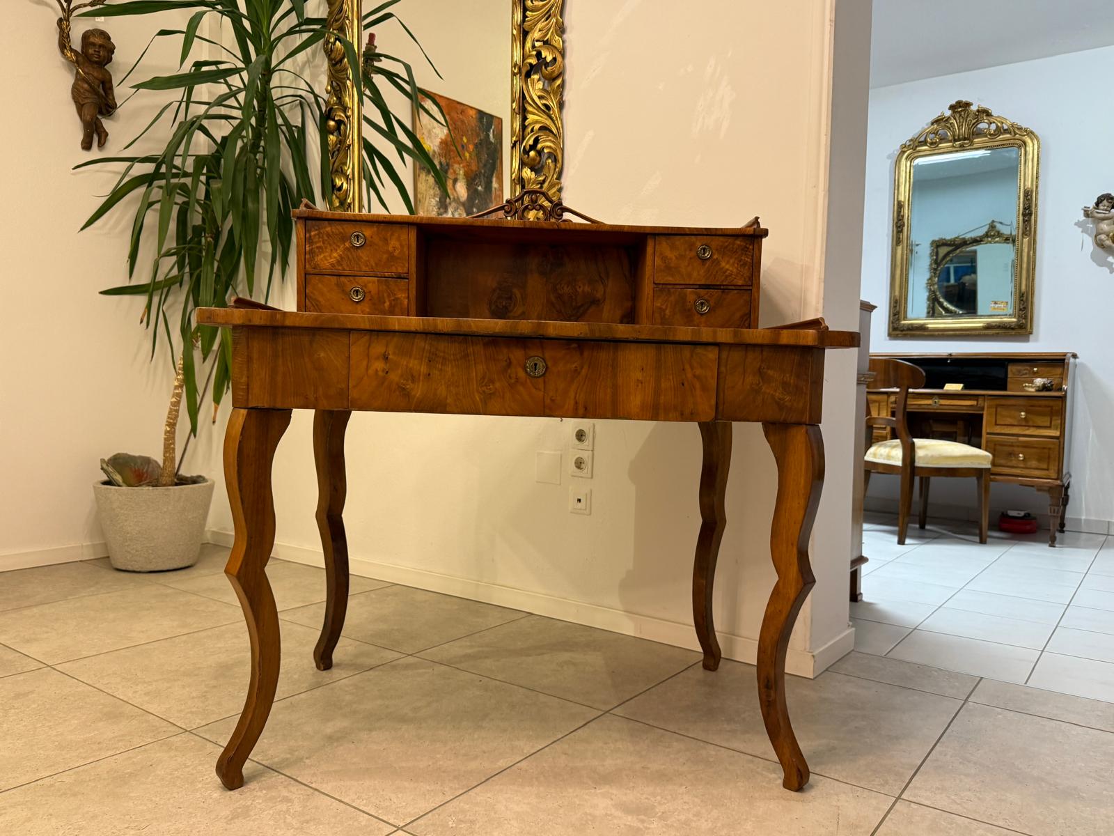 Spätbiedermeier Damen Sekretär Schreibtisch Nussholz G2261