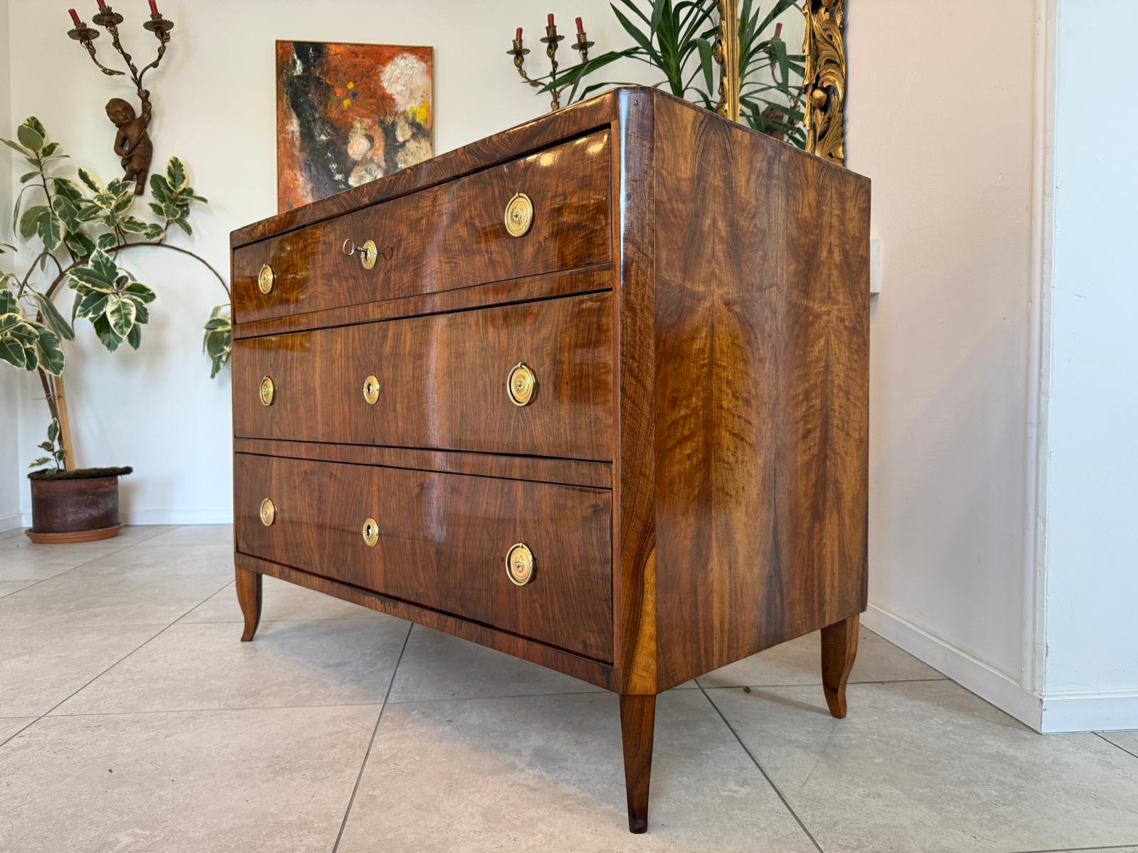Restaurierte Biedermeier Kommode 3 Ladenkommode Nussholz G2165