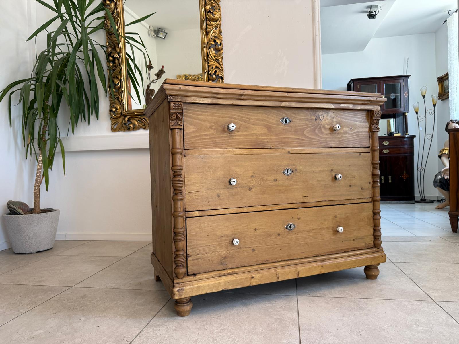 Biedermeier Kommode 3 Ladenkommode Antik Restauriert D2486