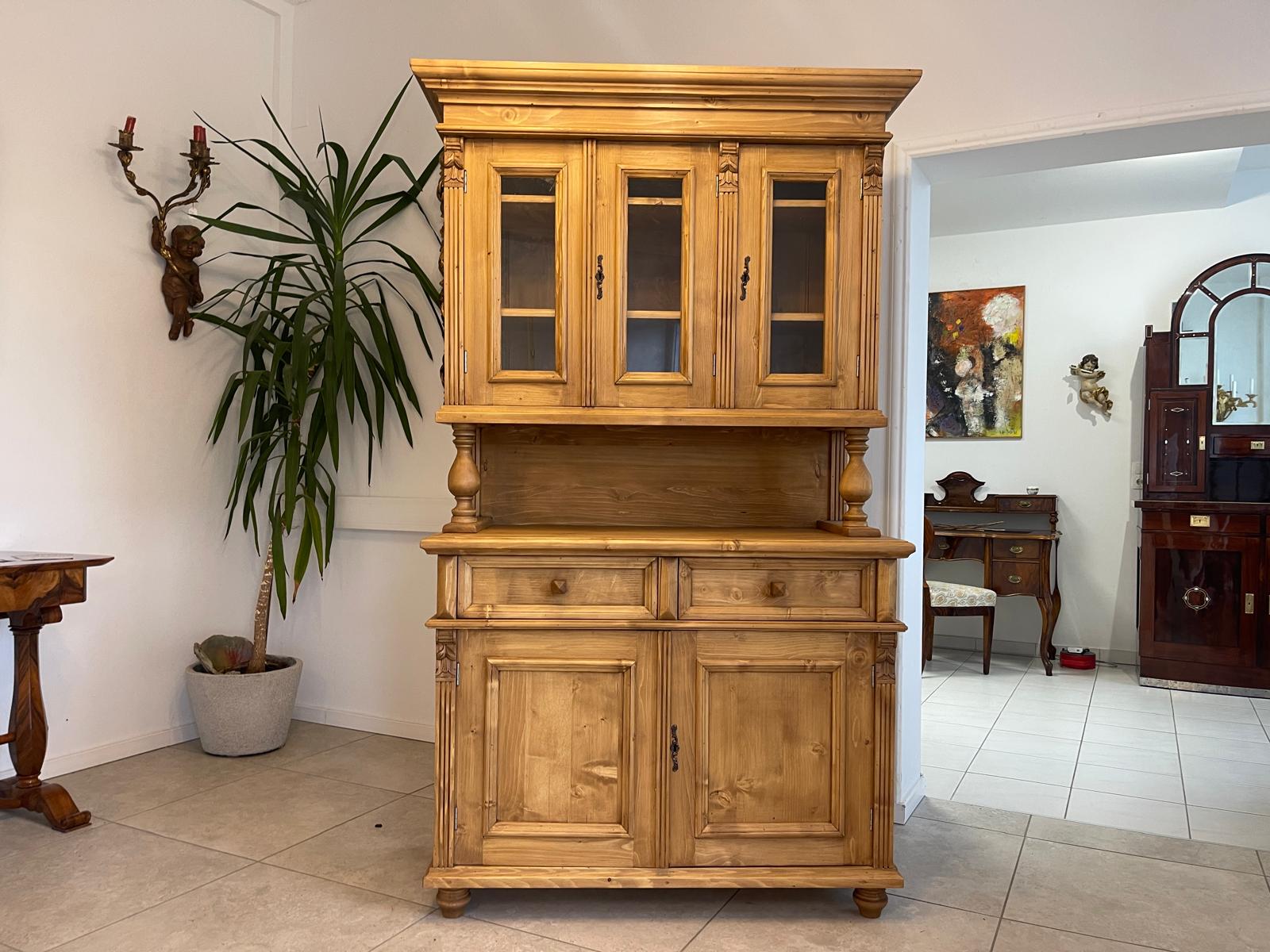 Bäuerlicher Gründerzeit Küchenschrank Vitrinenschrank G1504