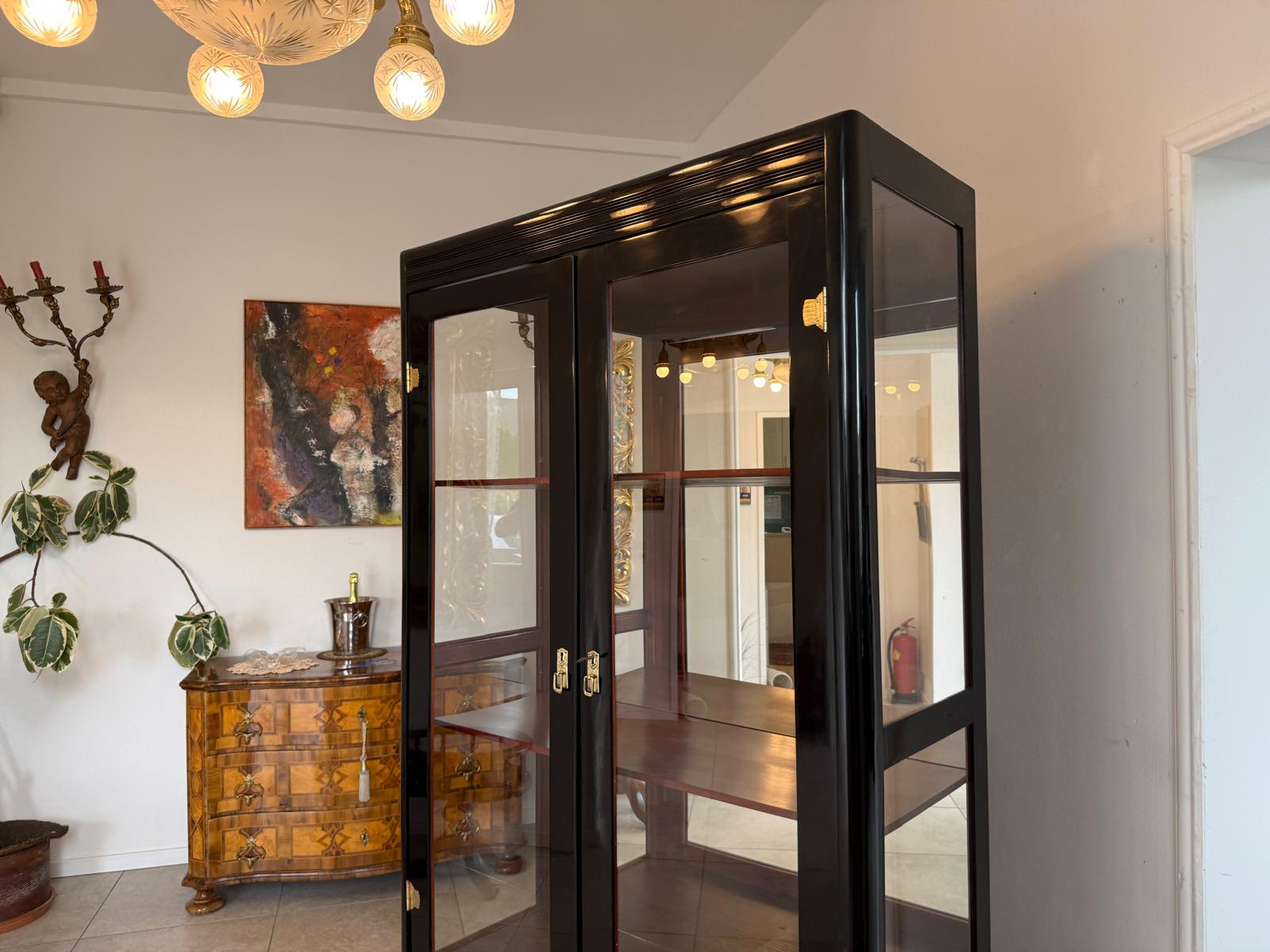 Jugendstil Vitrine Glasschrank Bücherschrank Bibliothekschrank Restauriert D2679