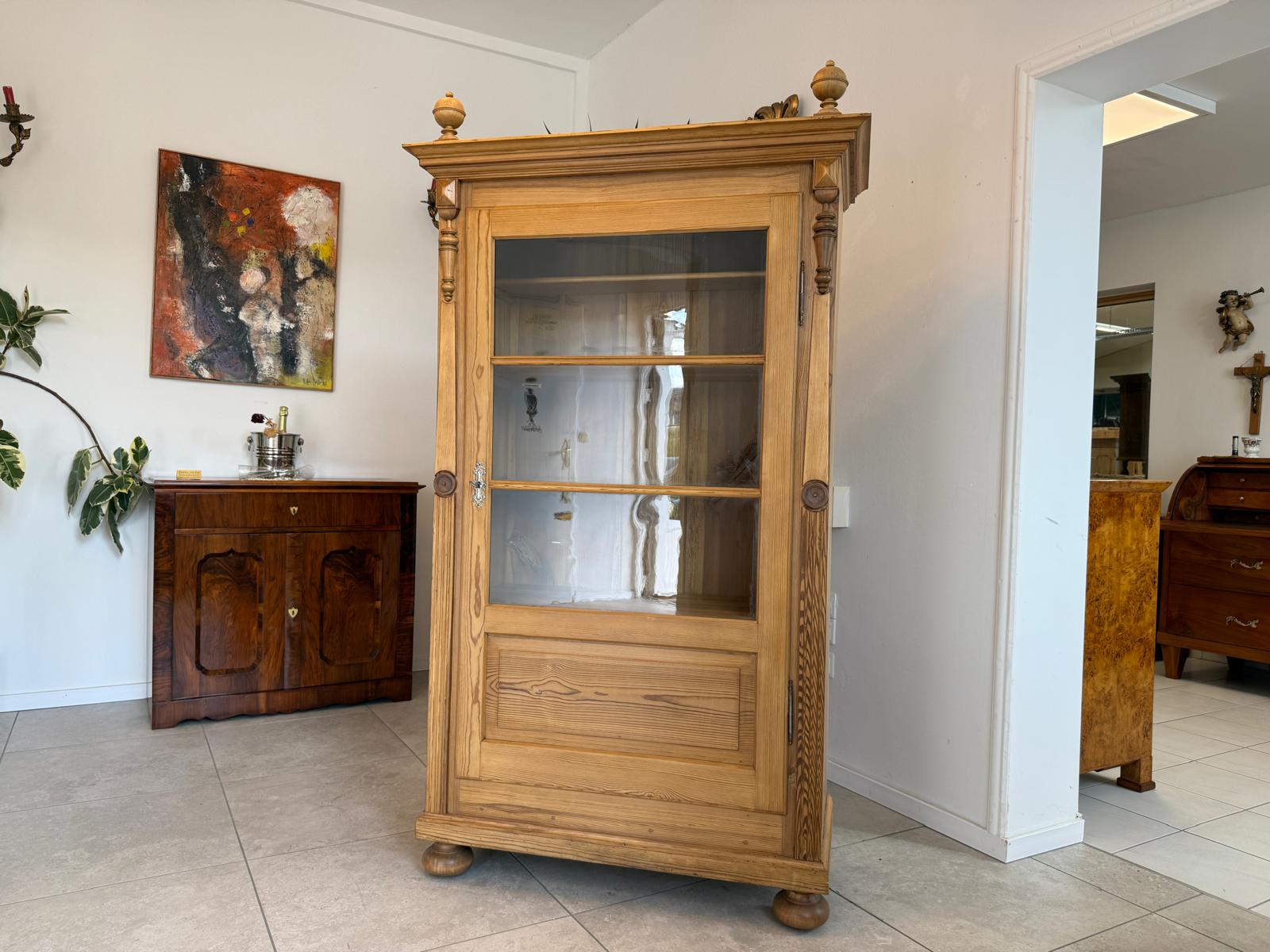 Restaurierte Gründerzeit Bauernvitrine Bauernschrank antik G1851