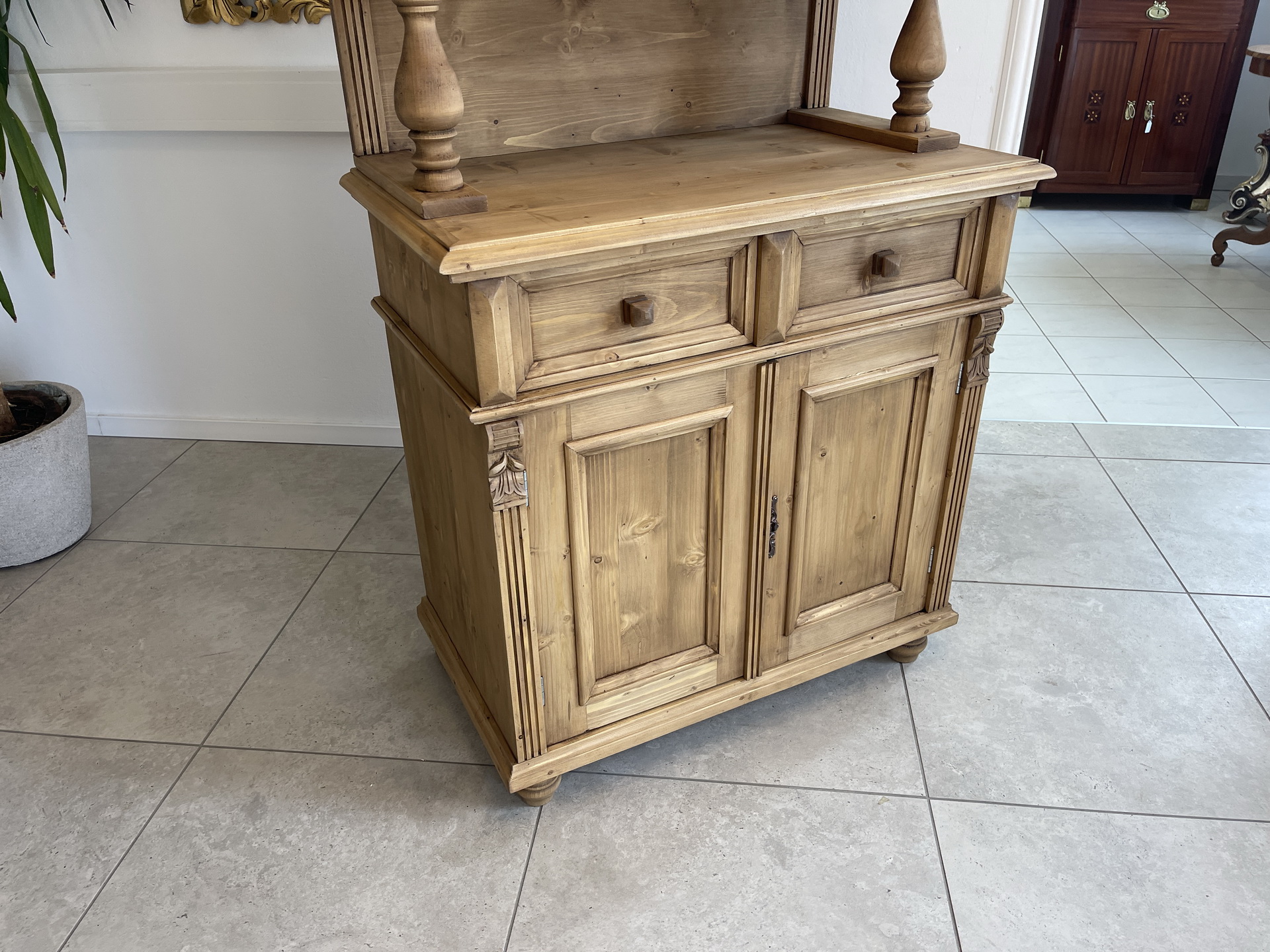 Biedermeier-Barock-22GfSS93ybquYHT Schmale Gründerzeit Küchenkredenz Bauernschrank A4078