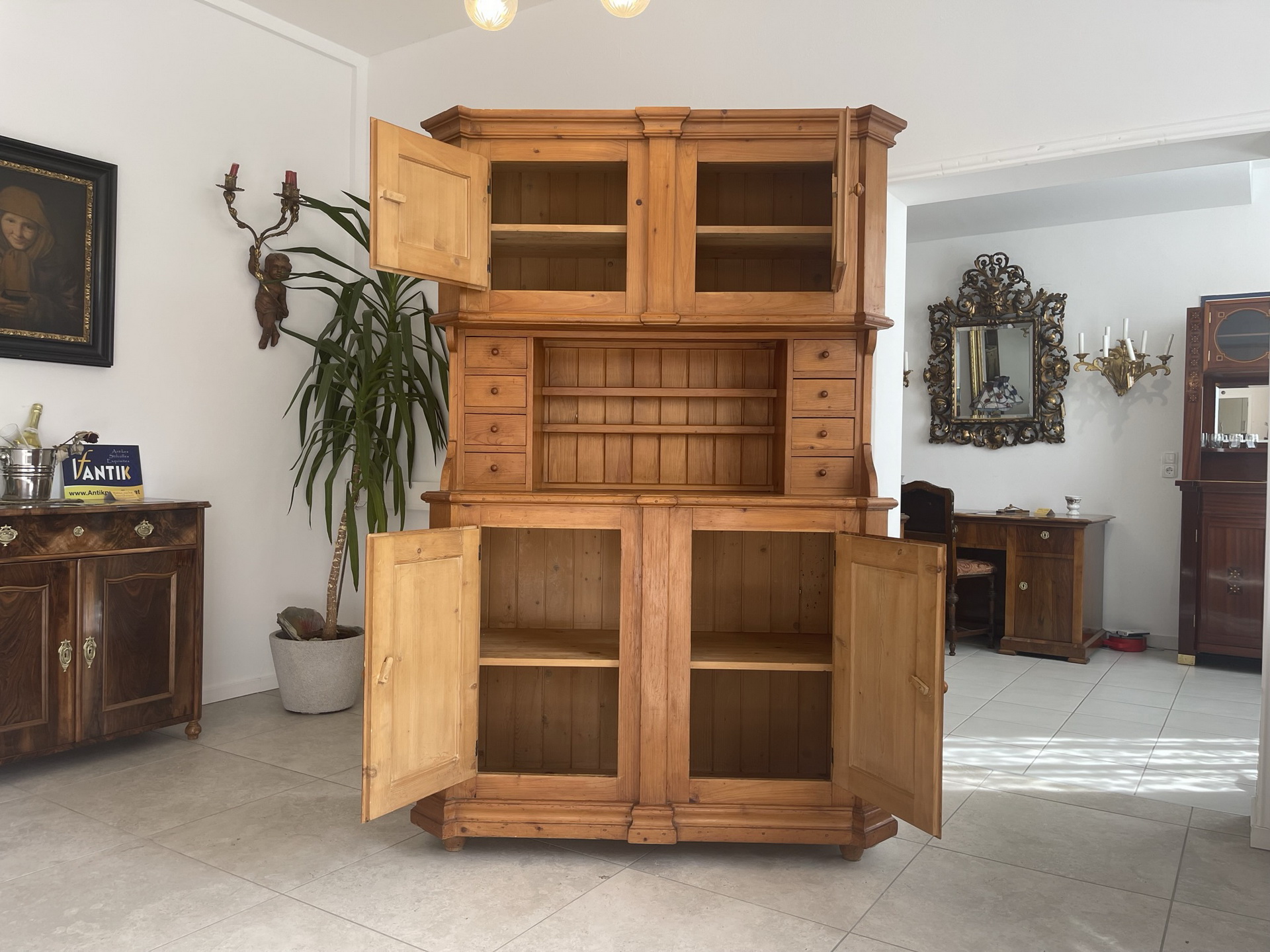 Bauernschrank_40BB5xq4YEPmMbK Bäuerliche Kredenz Buffet Küchenschrank mit praktischen Fächern B1556