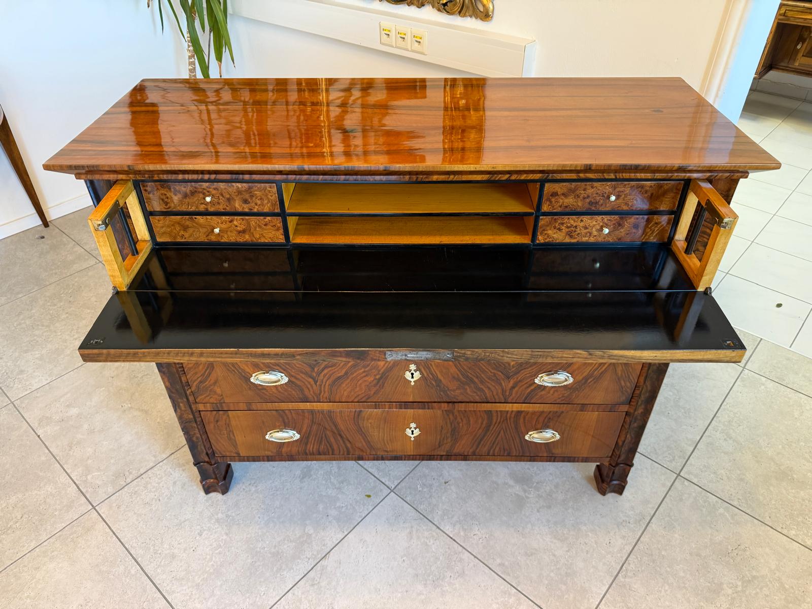 SALE Restaurierte Biedermeier Schreibkommode Nussholz Antiquität Antikmöbel G2159
