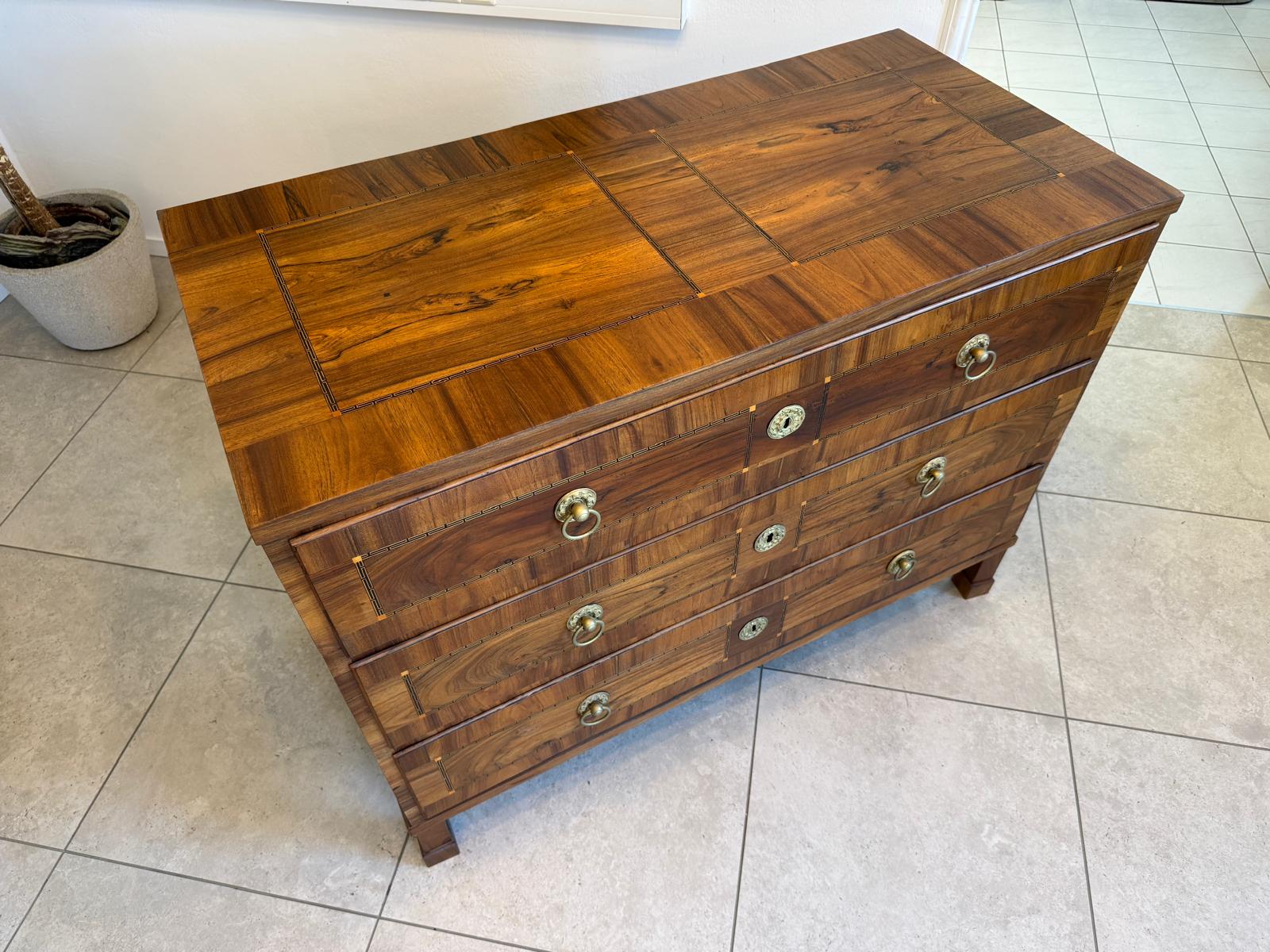 Barock Kommode Obstholz Marketerien Antiquität Nussholz  Antiquität D2901