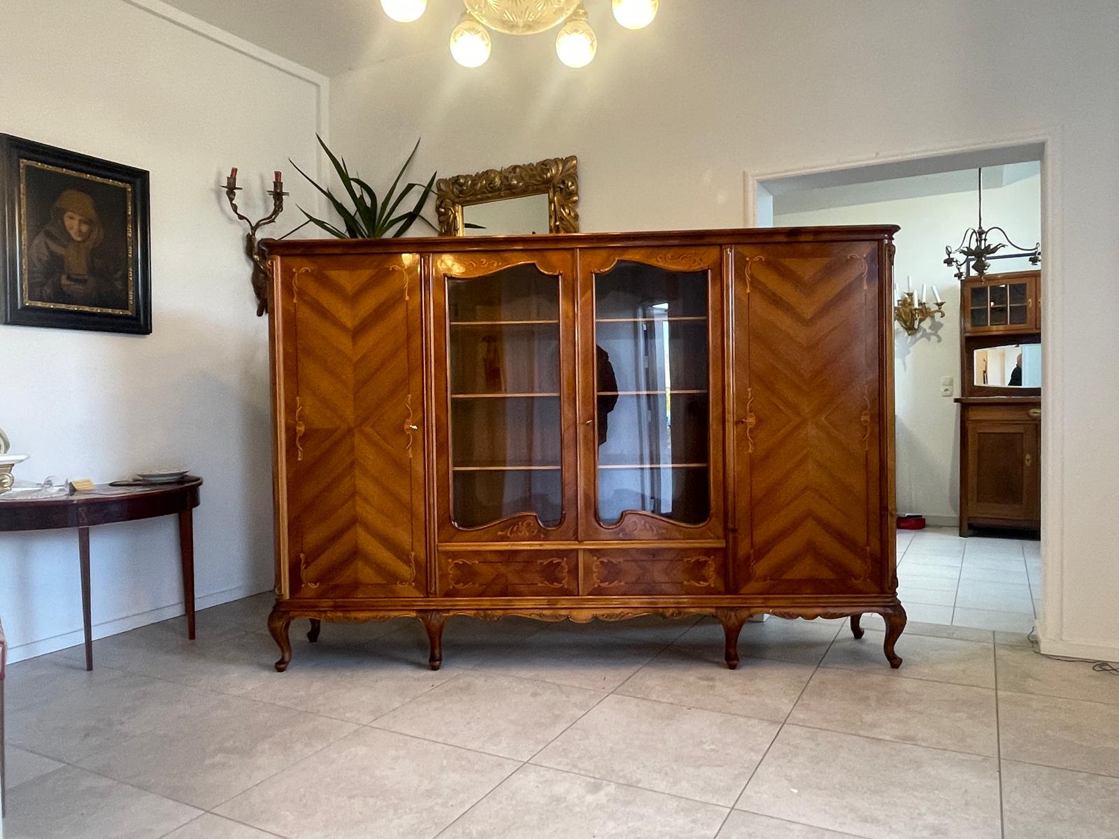 Bücherschrank Barock Barockstil Vitrine Glasschrank Wohnzimmerschrank A5151