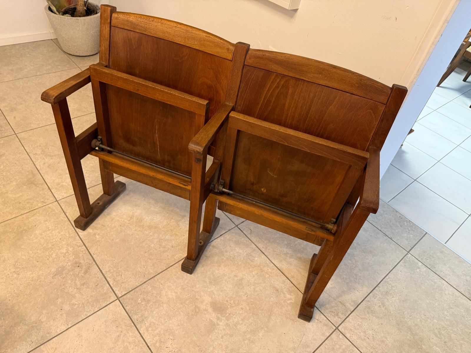 Original Wiener Kinosessel 2er Sitz Klappstuhl Stuhl Nostalgie Antik G2267