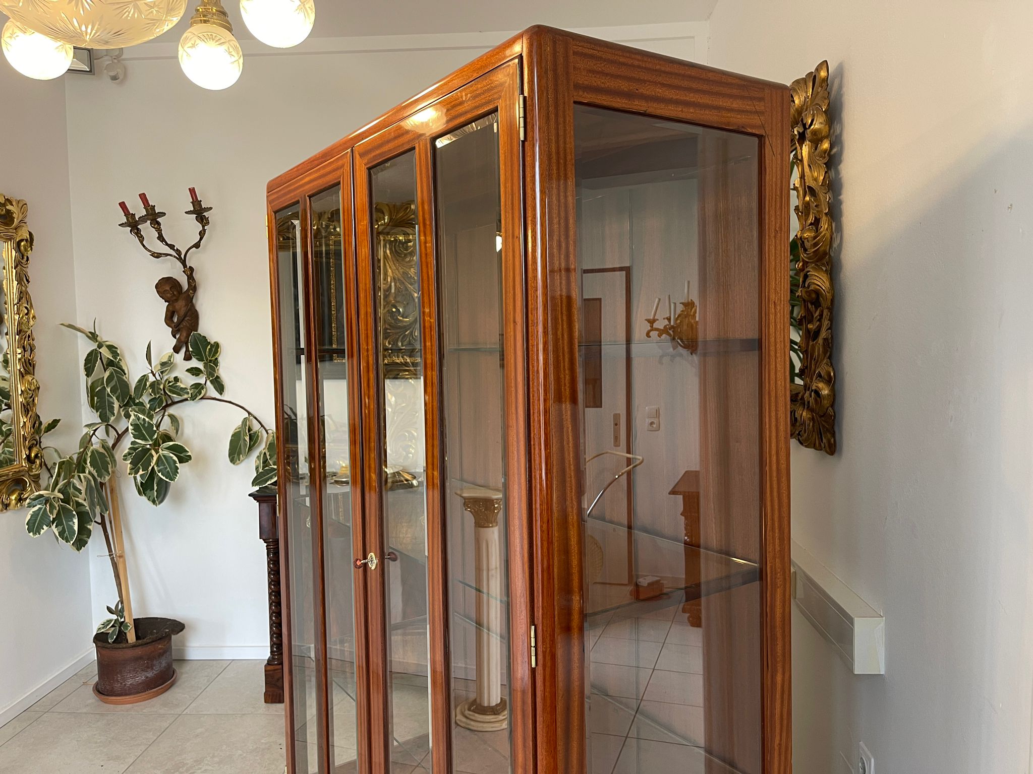 3ea45fe1-bef6-4486-90b1-ccdeed2cfed6 Restaurierter Jugendstil Glasschrank Bücherschrank Vitrinenschrank A4930