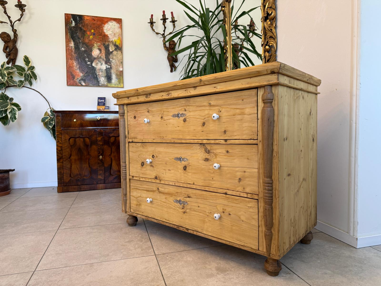 Biedermeier Kommode 3 Ladenkommode Antik Original D2408
