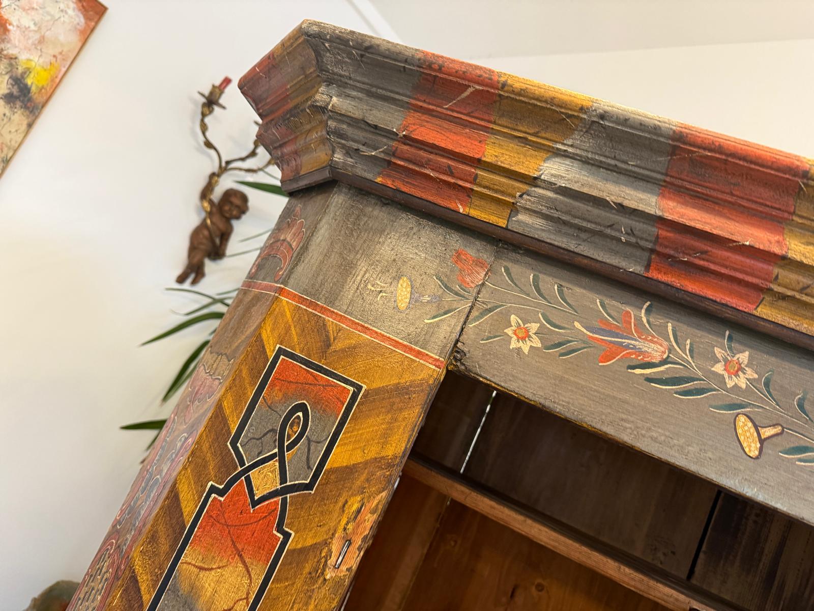 Handbemaltes Bauernregal Bücherregal Tirol Bauernkasten Reiterkasten D1071