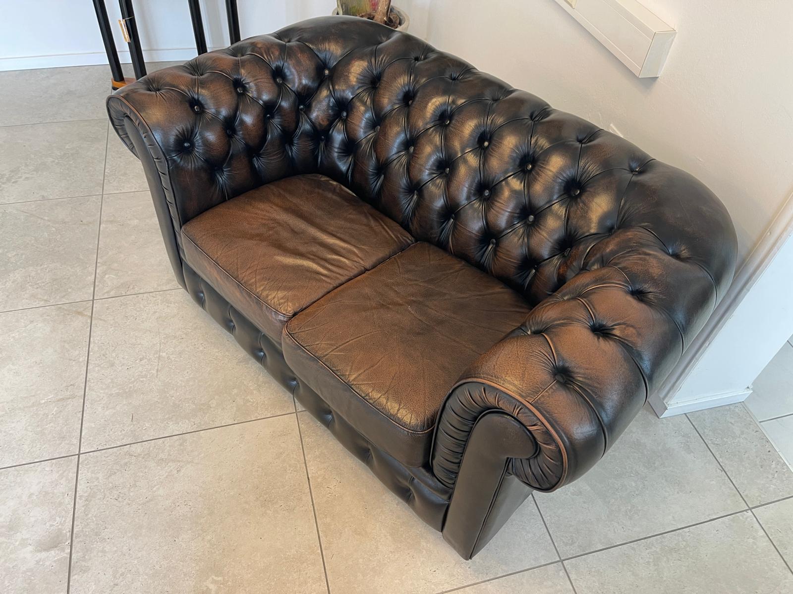Chesterfield 2er Clubsofa Diwan Couch Zigarrenbraun G1333