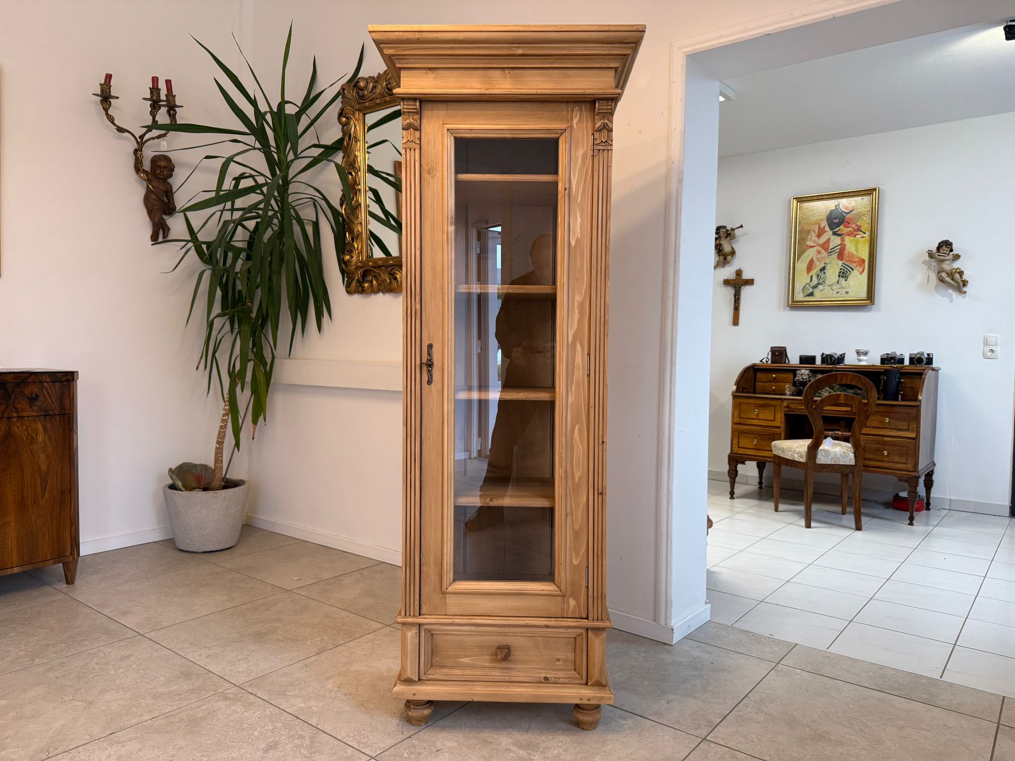 Bäuerliche Vitrine Bauernvitrine Bauernschrank Naturholz Vitrine A4130