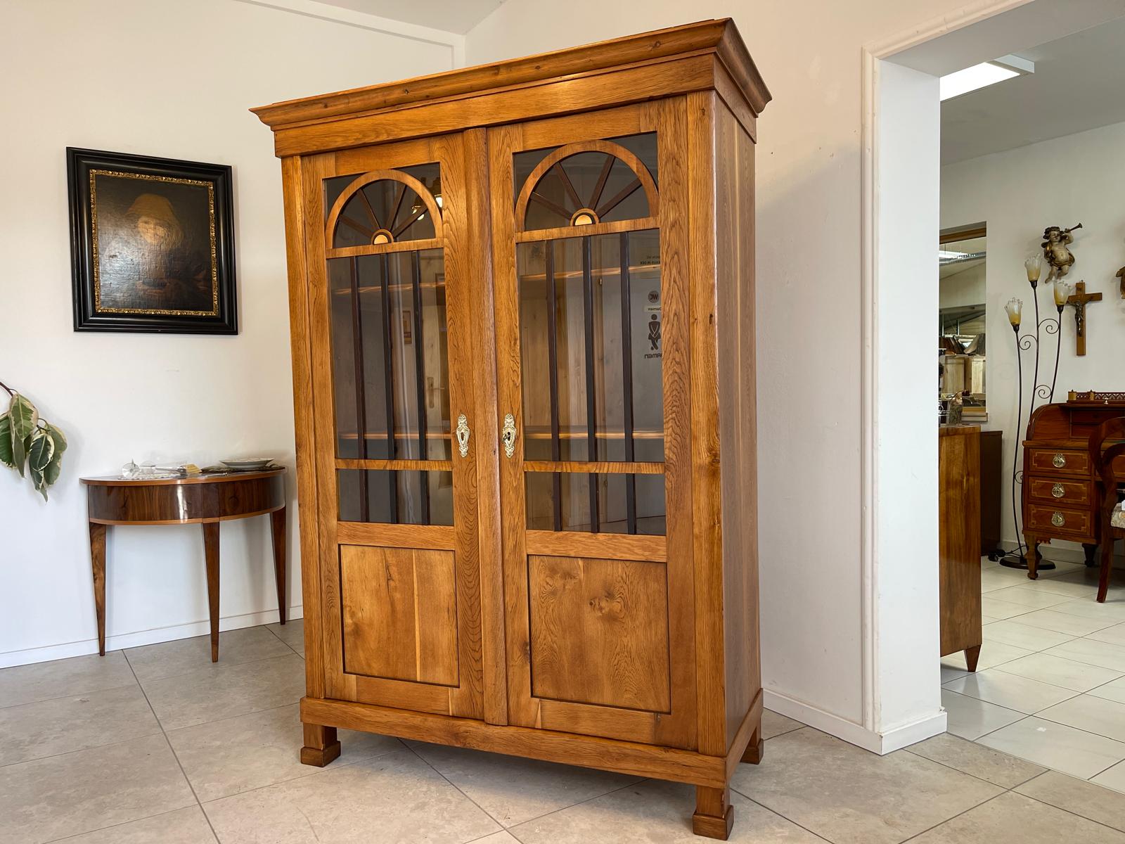 SALE Biedermeier Vitrine Bücherschrank Sammlervitrine Eichenholz Antiquität G1133