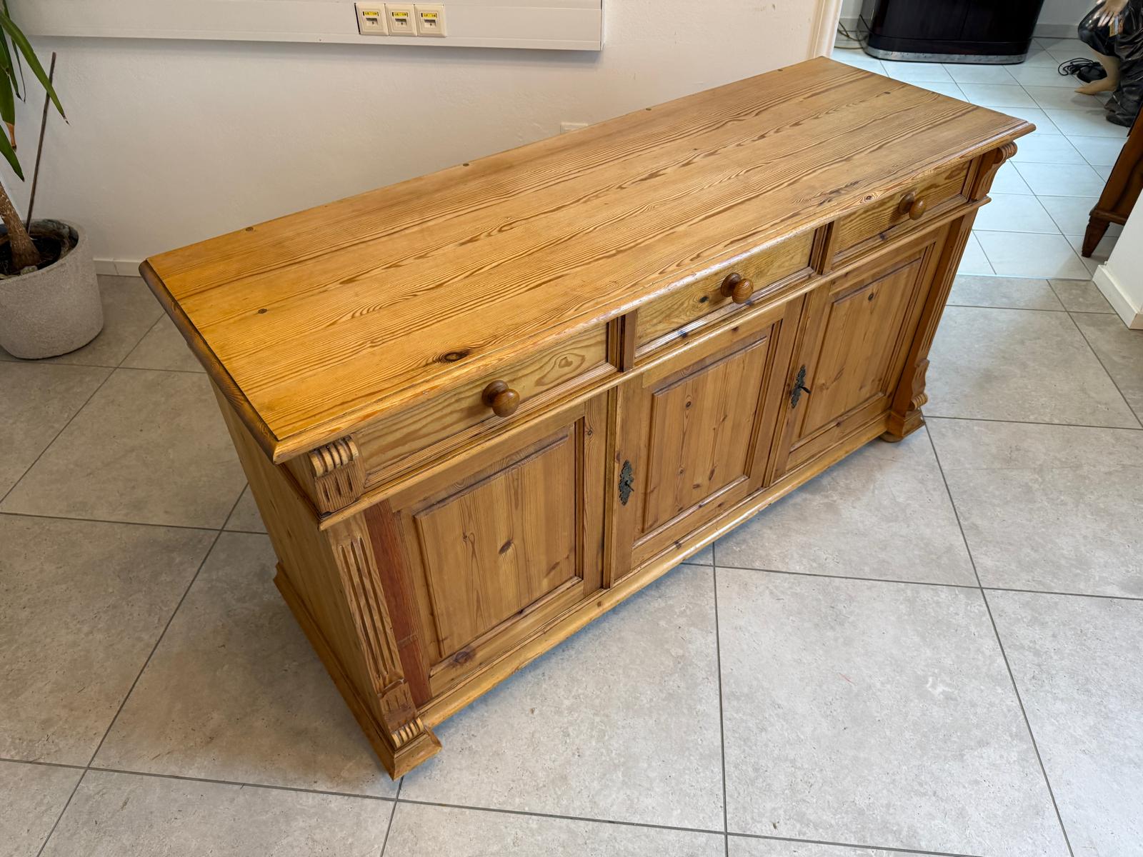 Bäuerliche Gründerzeit Anrichte Antik Kommode Naturholz Antik & Alt D1067