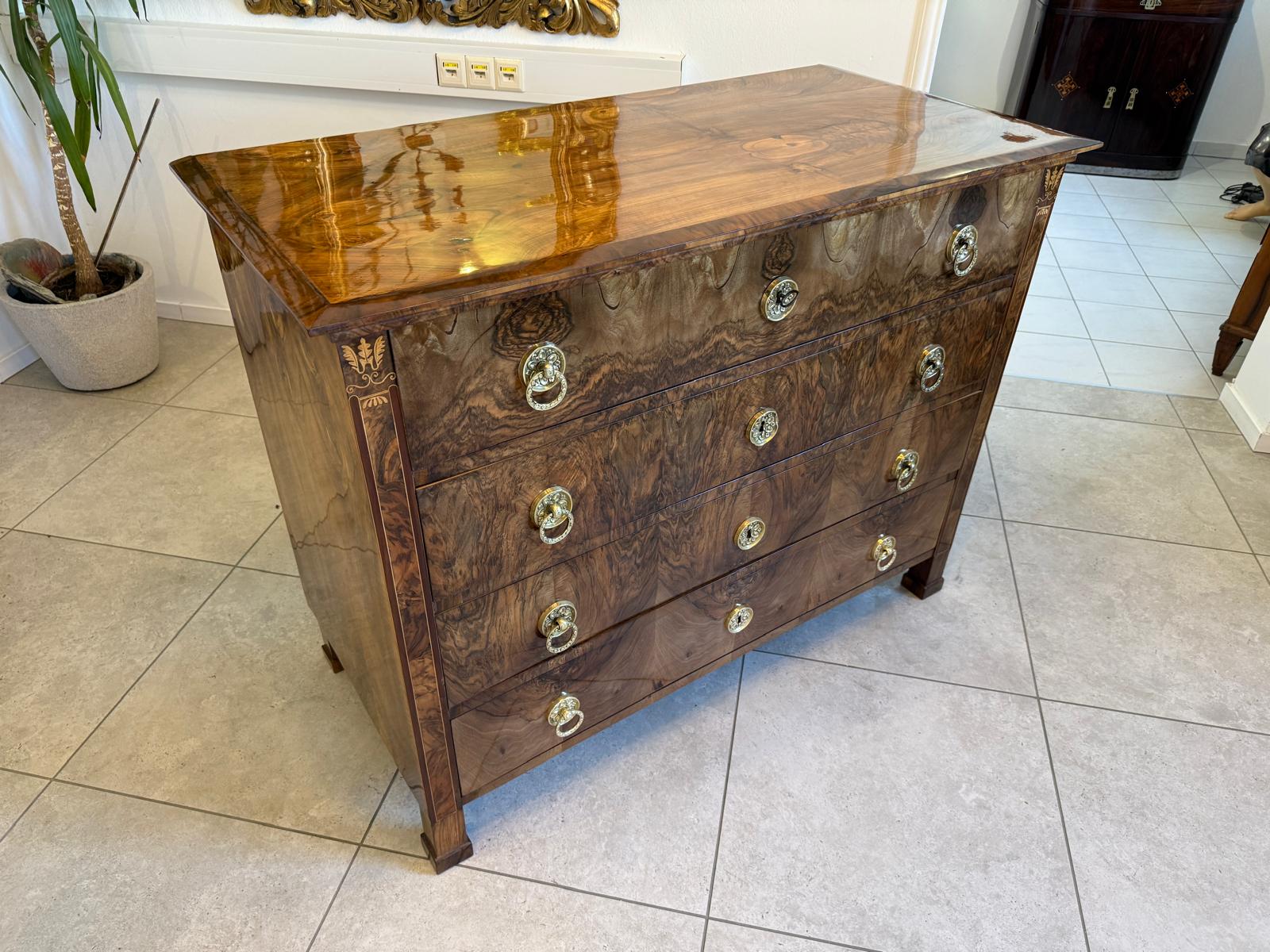 Restaurierte Biedermeier Kommode 4 Ladenkommode Nussholz Antiquität D1217
