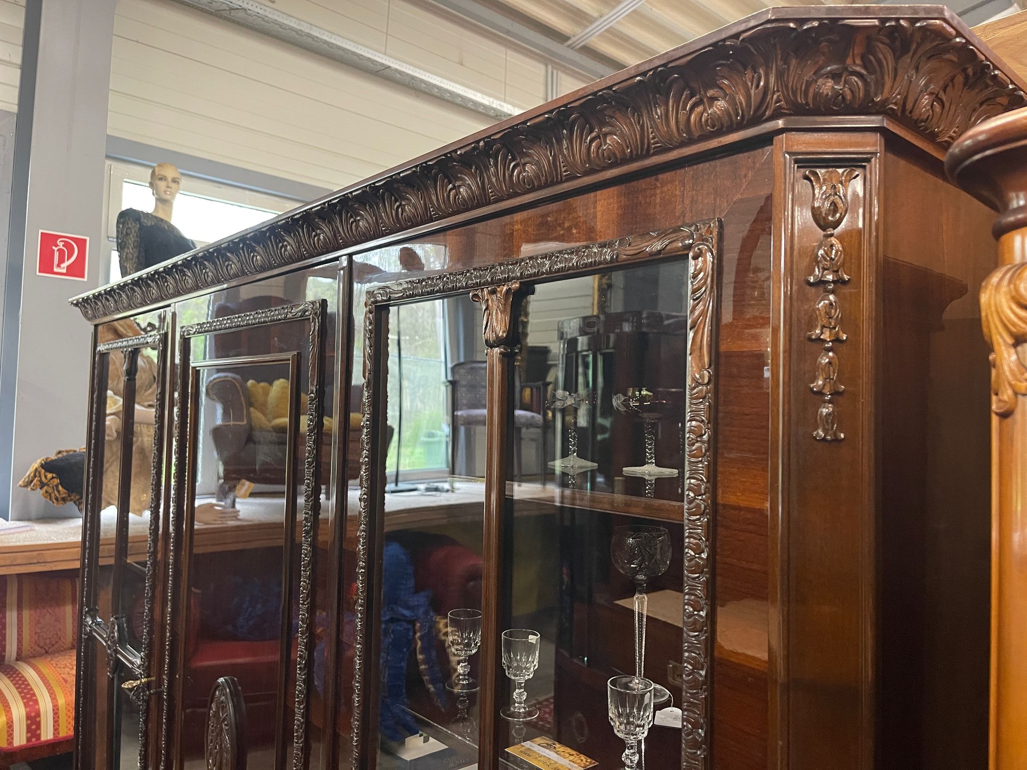 Bücherschrank Barock Barockstil Vitrine Glasschrank Wohnzimmerschrank A5150