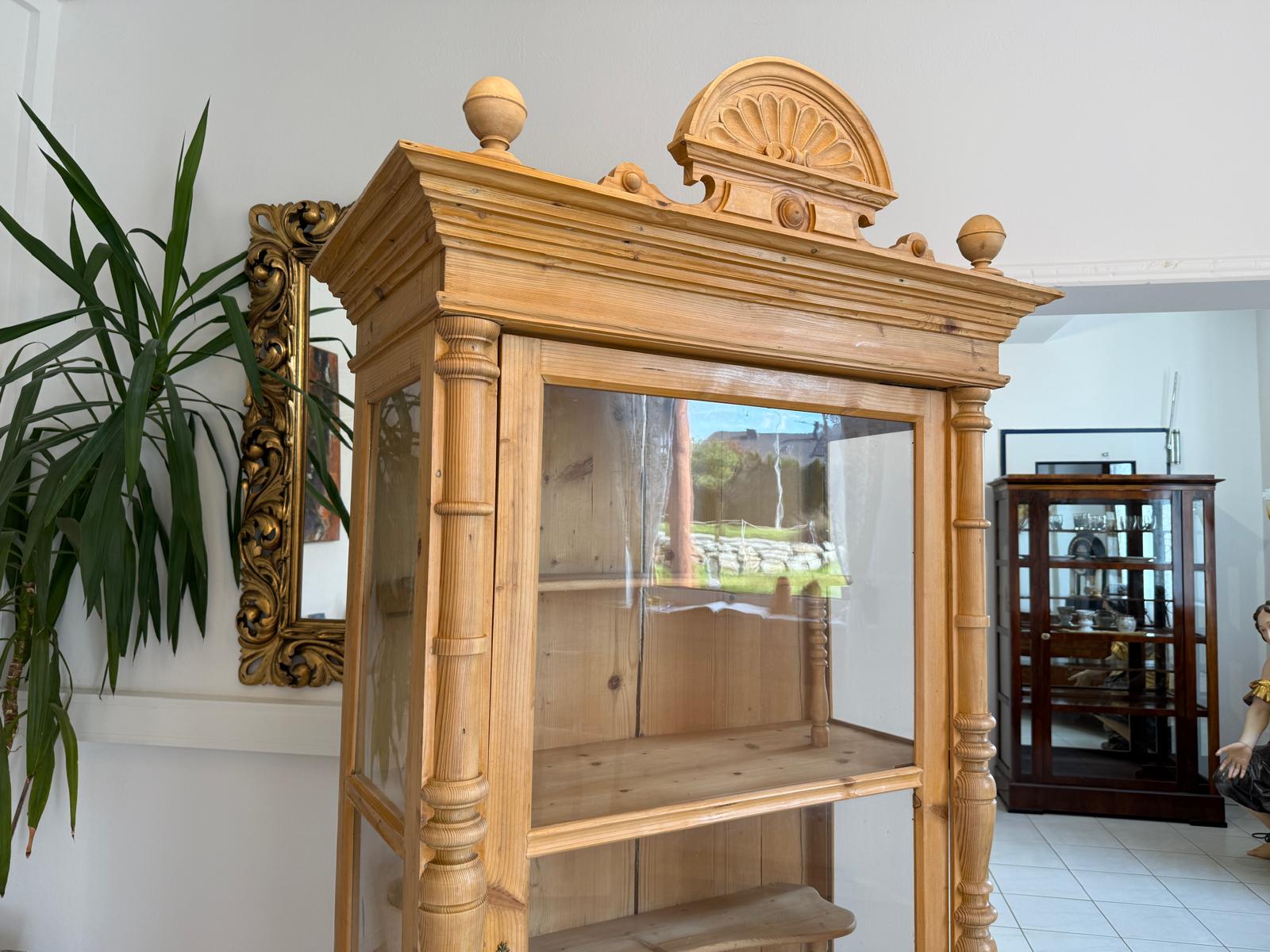 Originale Vitrine Bauernschrank Naturholz Bücherschrank Bauernvitrine Antik G2144