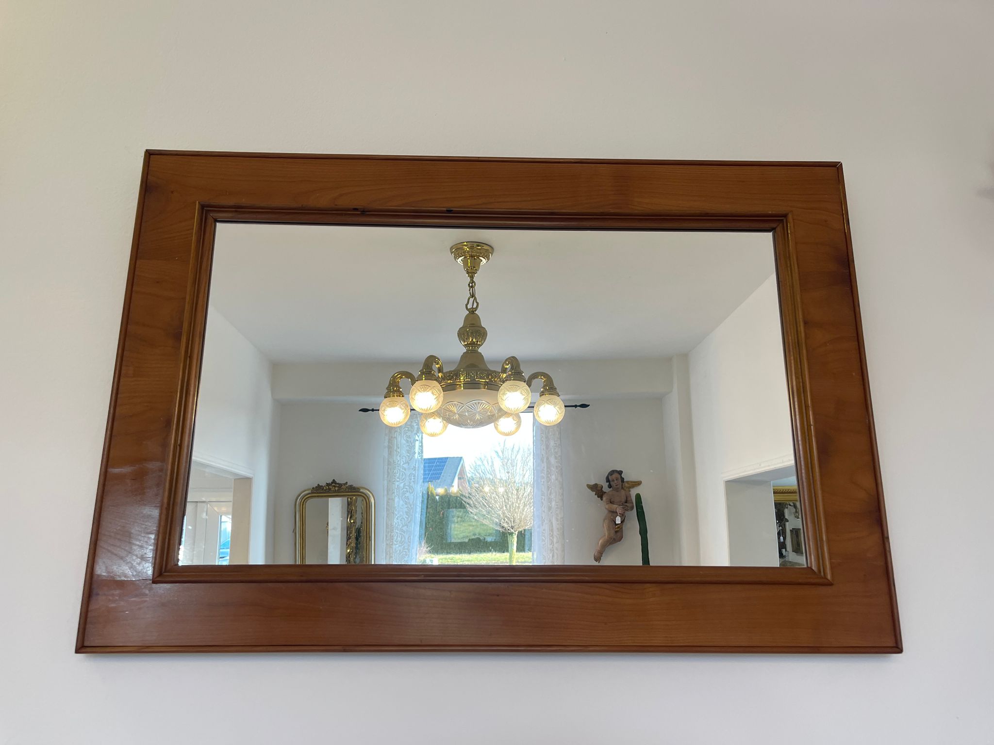 Biedermeier Spiegel Wandspiegel Original Kirschholz Furniert E1012
