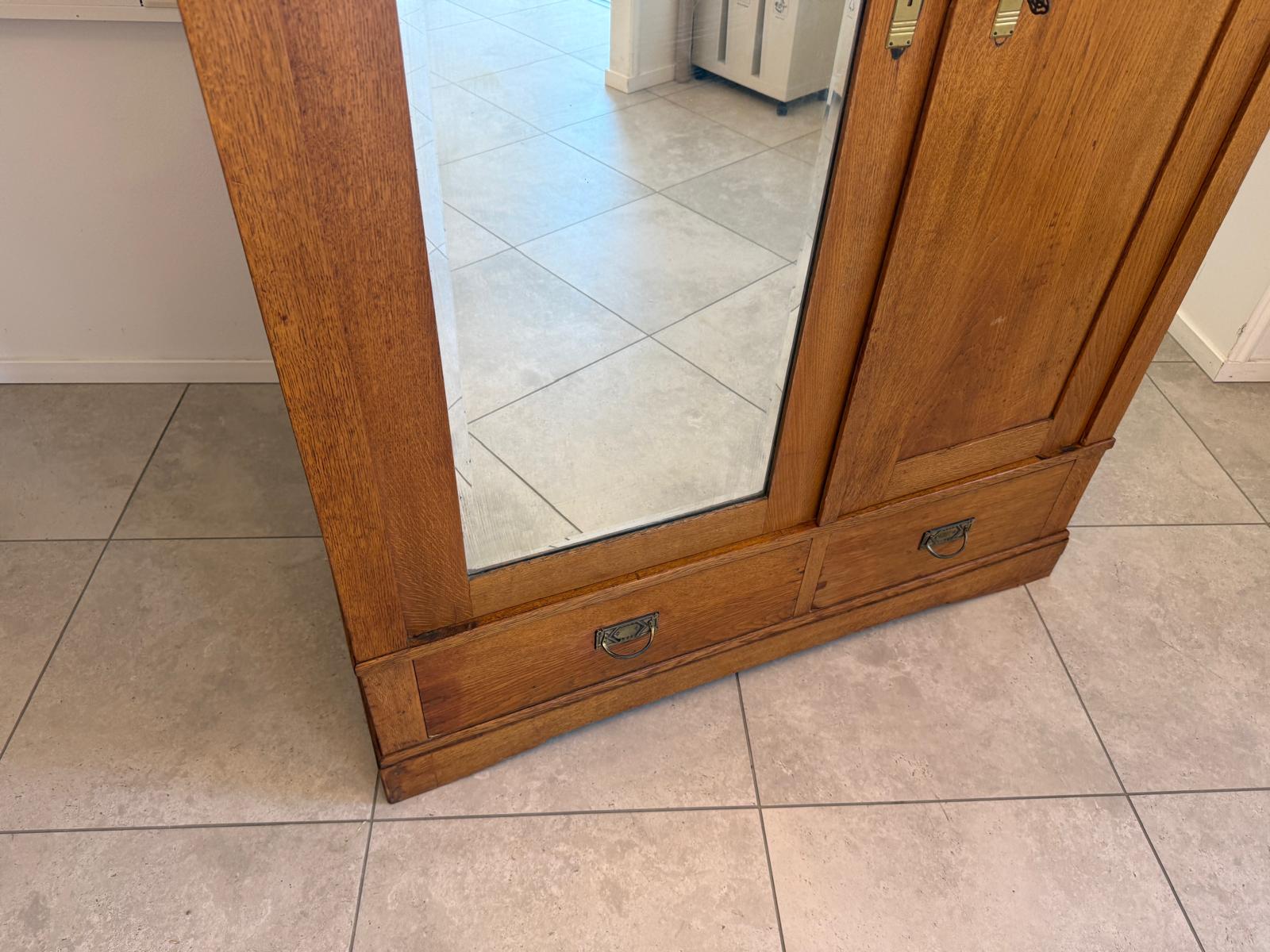 Originaler Jugendstil Garderobenschrank Spiegelschrank D2786