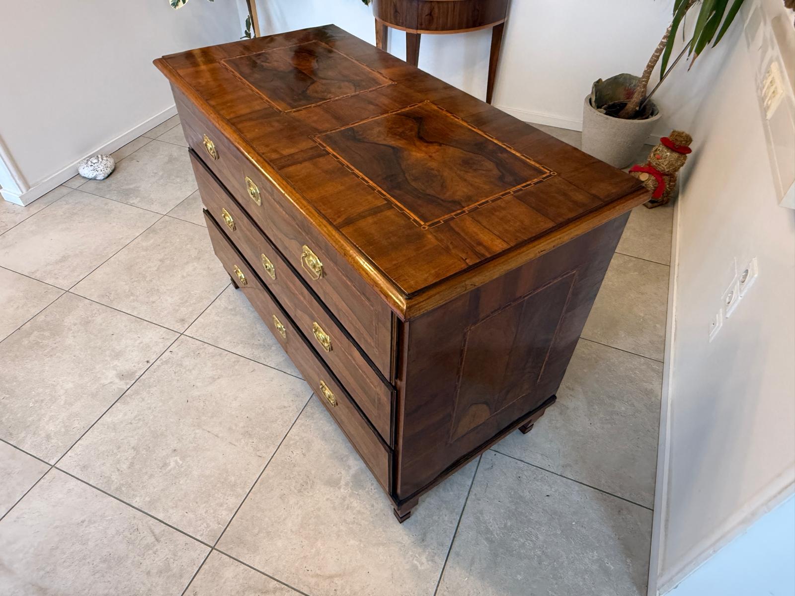 Barock Kommode Obstholz Marketerien Antiquität Nussholz  G2369