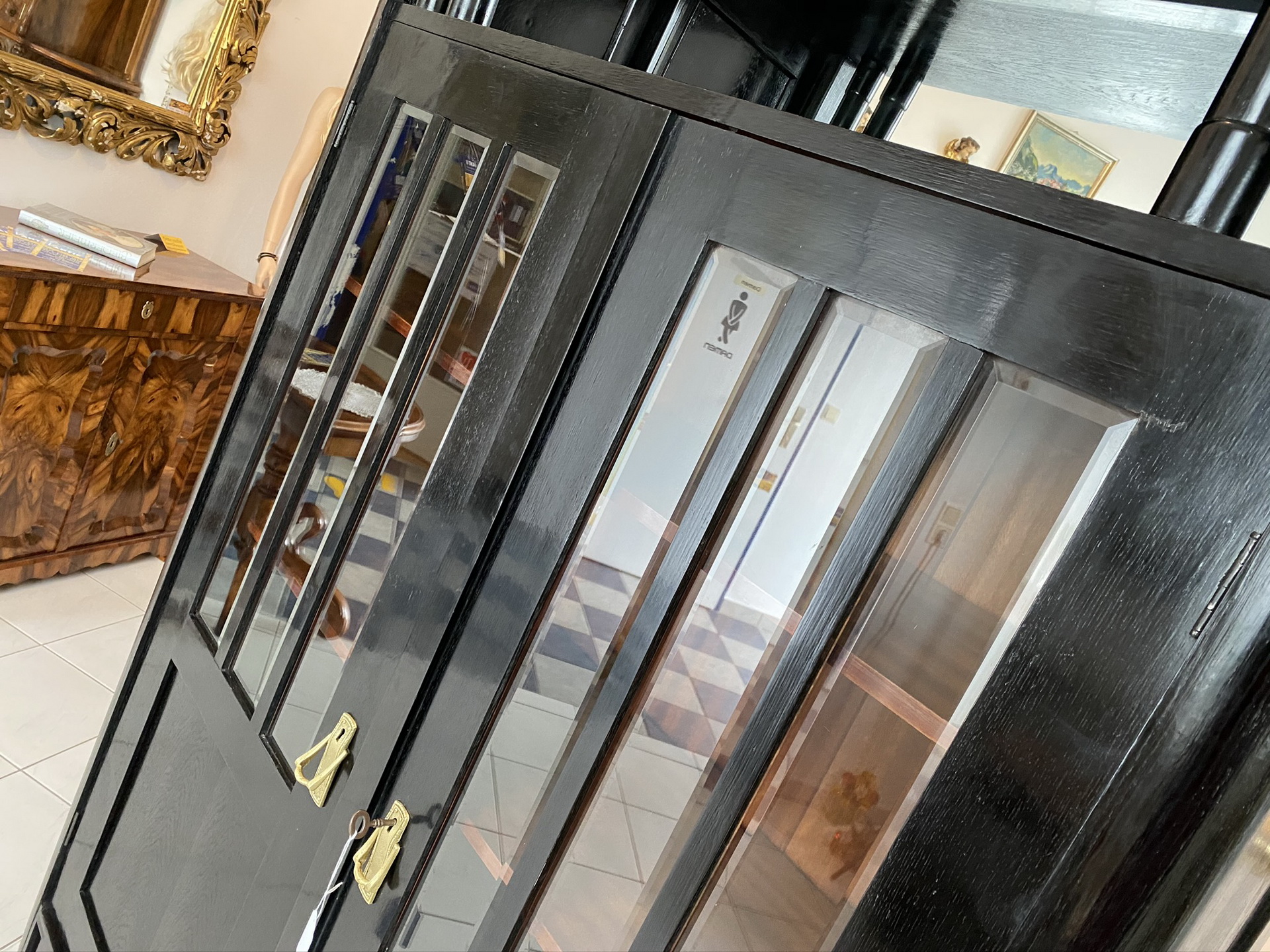 Jugendstil Vitrine Glasschrank Bücherschrank Bibliothekschrank D2587
