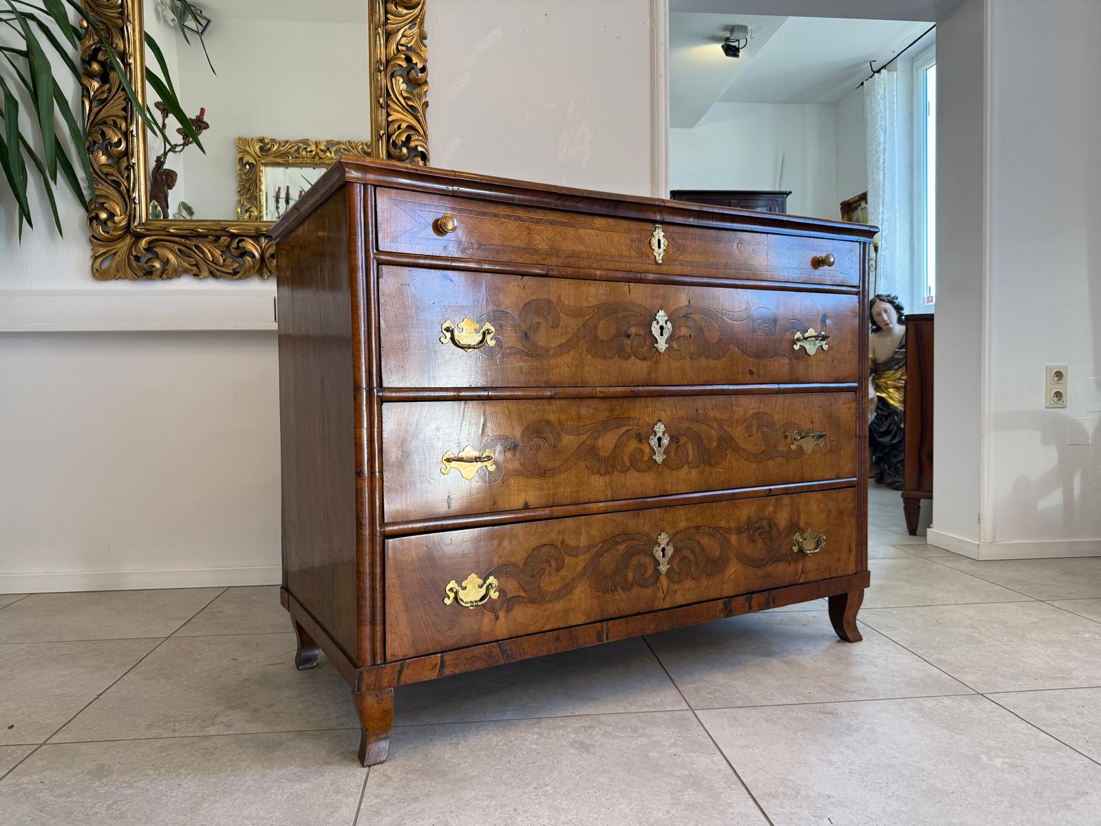 Biedermeier Kommode 3 Ladenkommode Nussholz Authentische Antiquität D1211