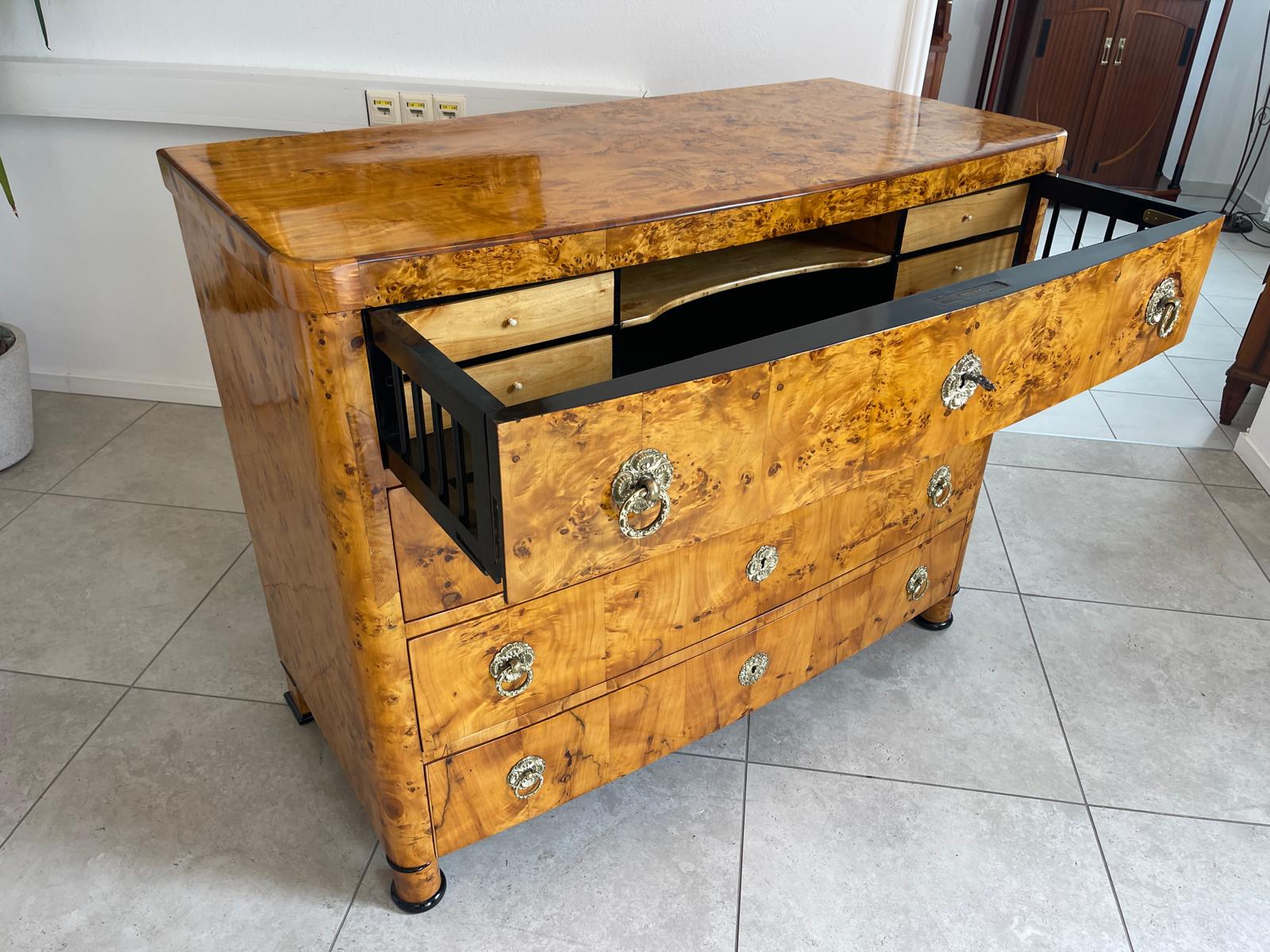 Restaurierte Biedermeier Schreibkommode Sekretär Pappelholz Antiquität G1747