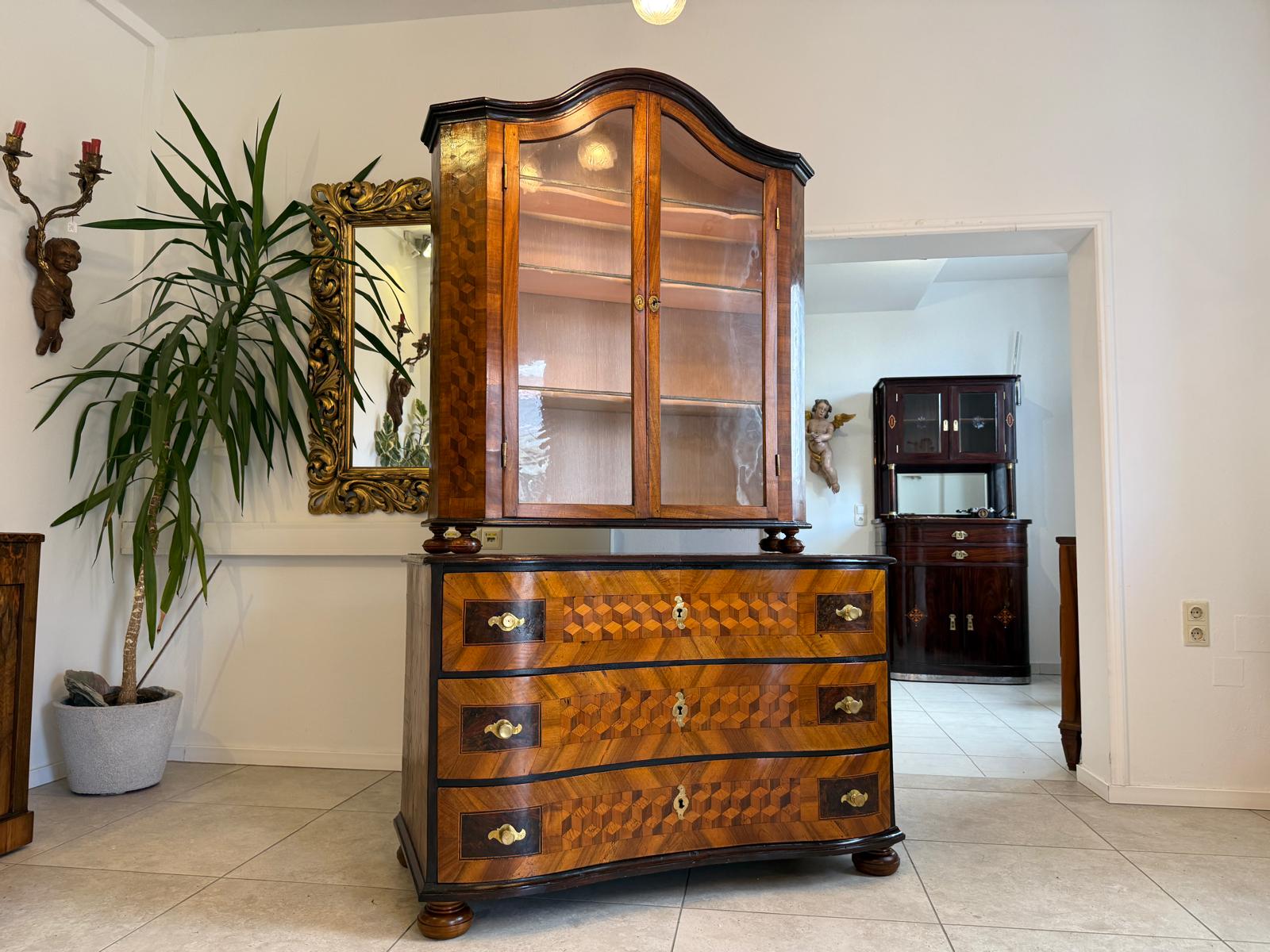 Originale Aufsatzvitrine Aufsatzkommode Vitrine Antiquität Tabernakl D1145