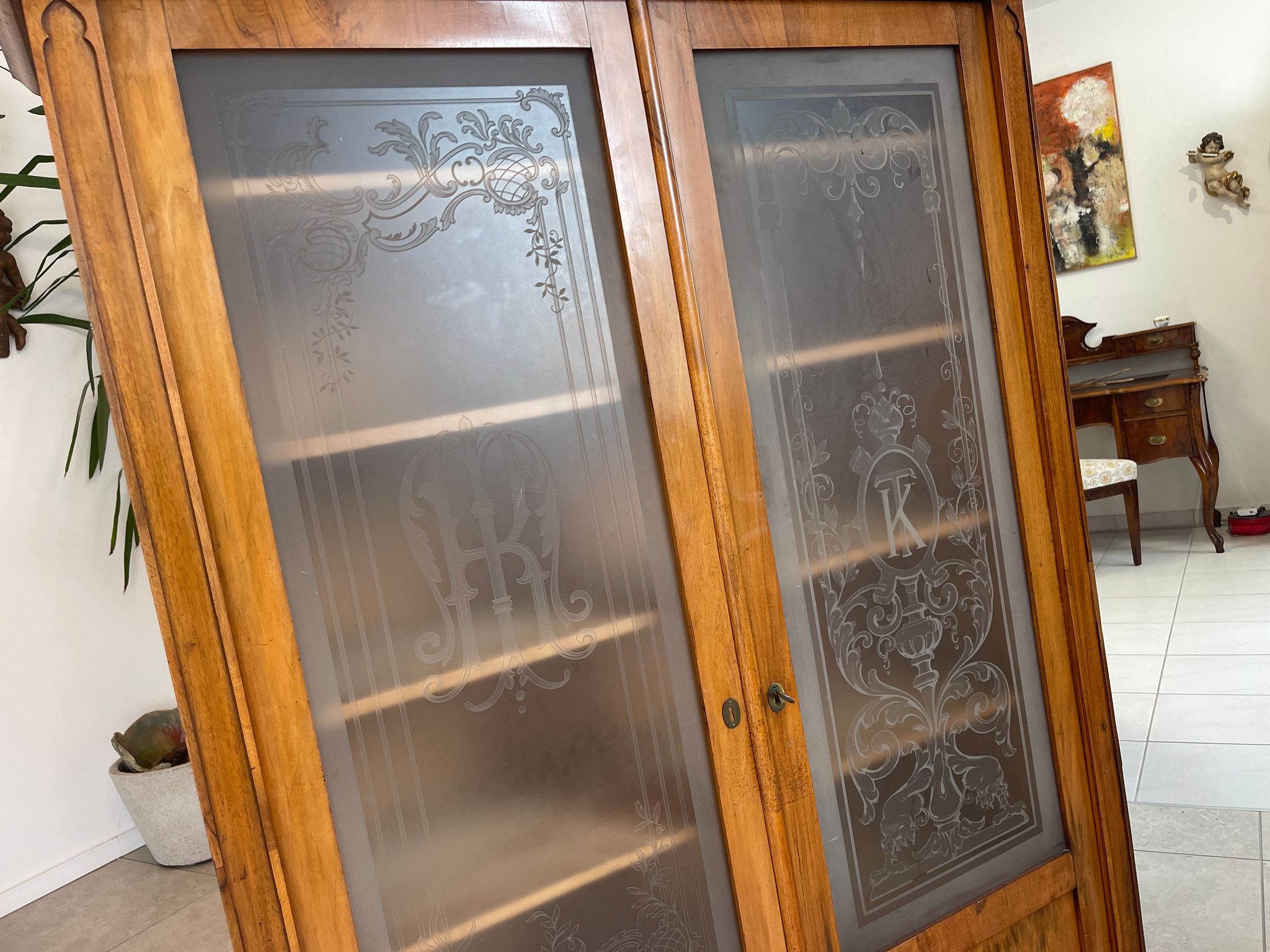 Biedermeier Bücherschrank Glasschrank Kasten G1519