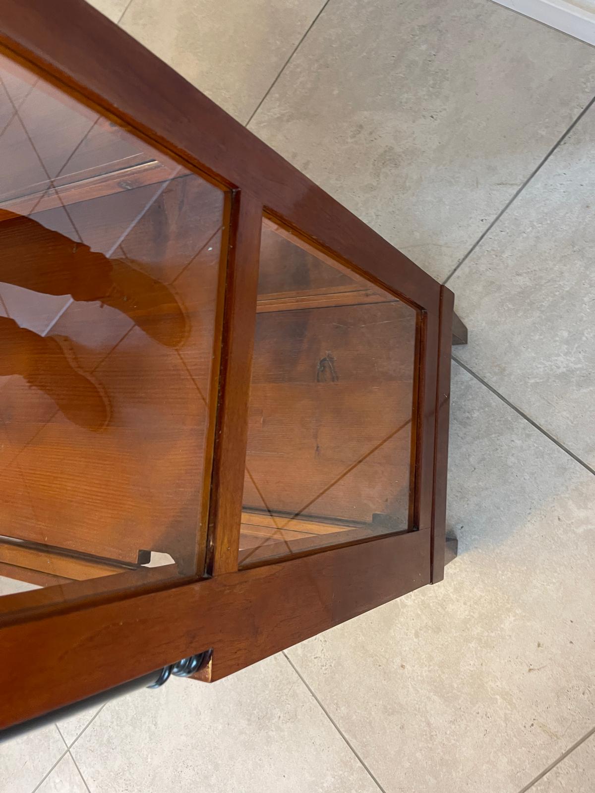 Originale Biedermeier Säulen Vitrine Glasschrank Antiquität Bücherschrank G1673