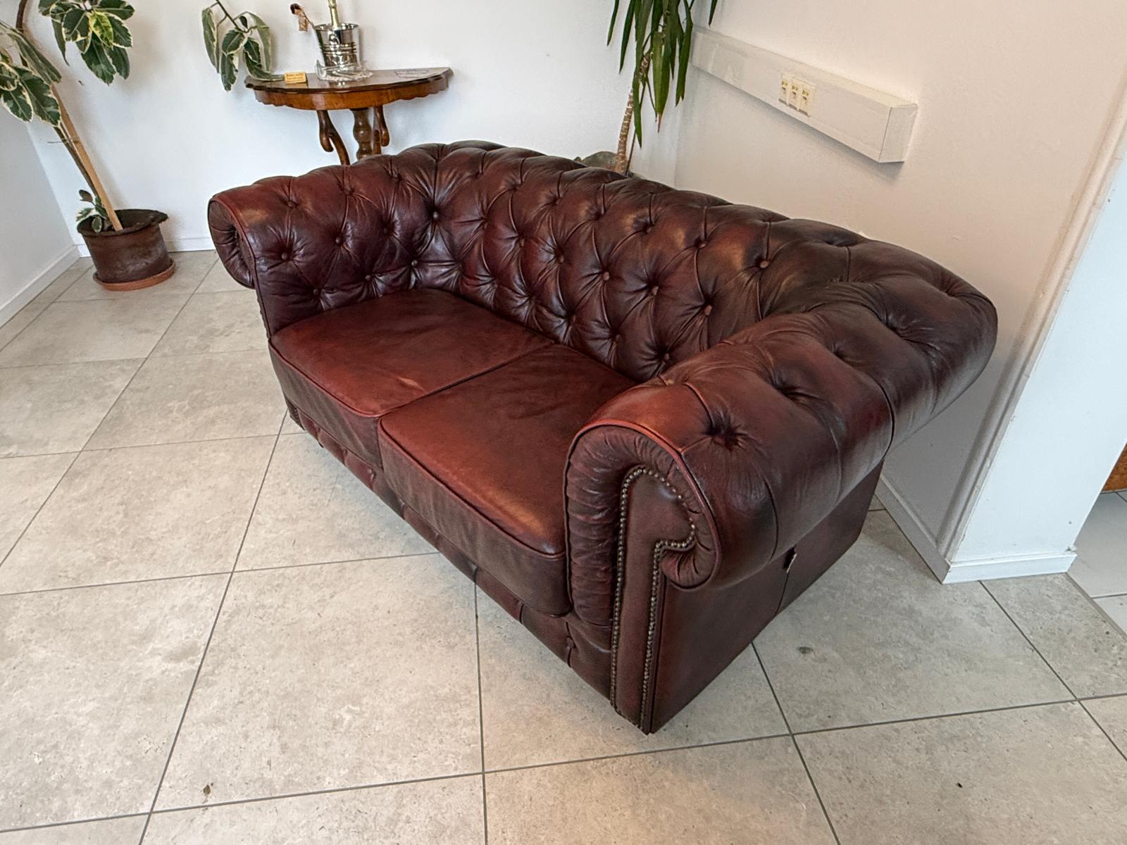 Chesterfield 3er Clubsofa Diwan Couch Oxblood Kultmöbel G1724