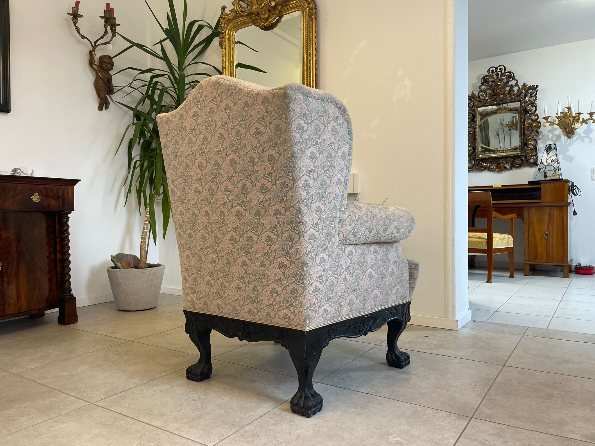 565b5bc8-c2ce-434f-a57a-e87950be7e59 Alter Historismus Ohrenfauteuil Antiker Ohrensessel Eleganter Fauteuil A4564