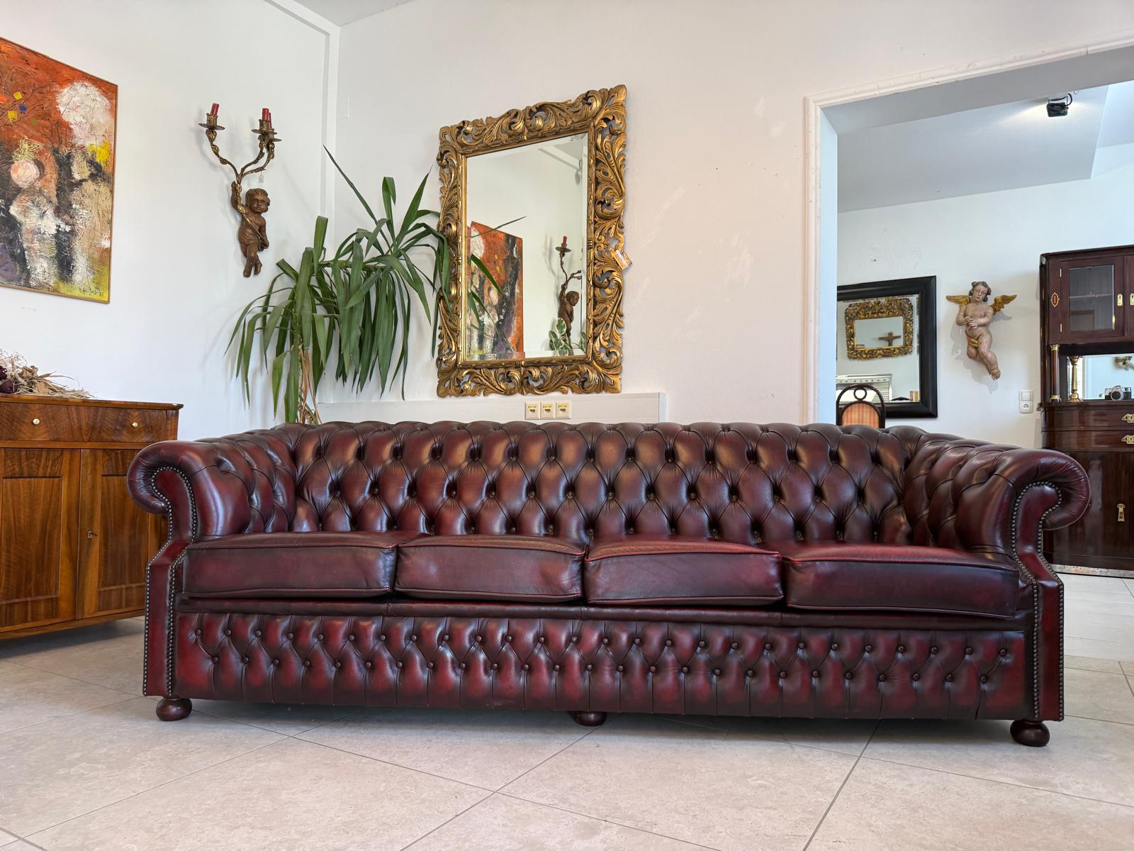 Chesterfield 4er Clubsofa Diwan Echtledersofa Oxblood D2923