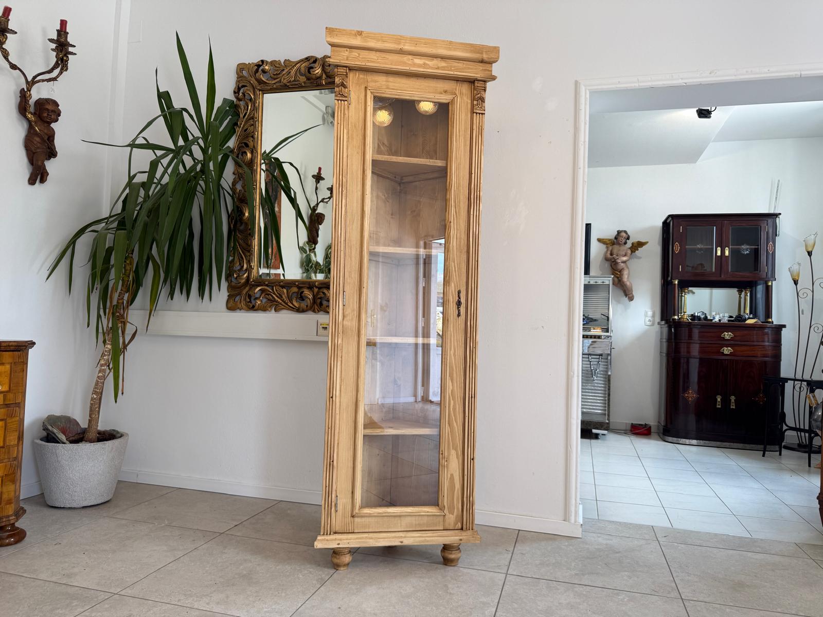 Eckschrank Eckvitrine Naturholz Weichholz BauernschrankD2671