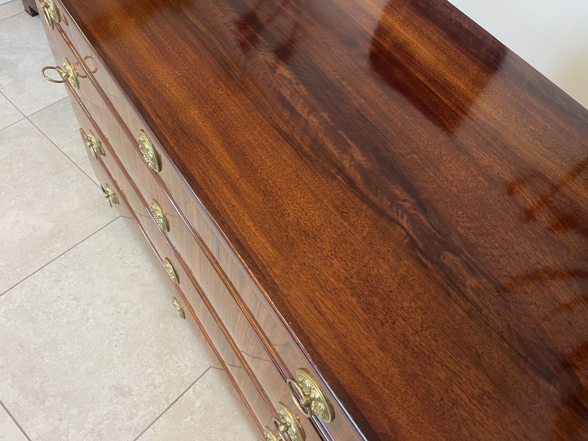 Biedermeier-Barock-62 Restaurierte Nussholzfurnierte Biedermeier Schreibkommode A4021