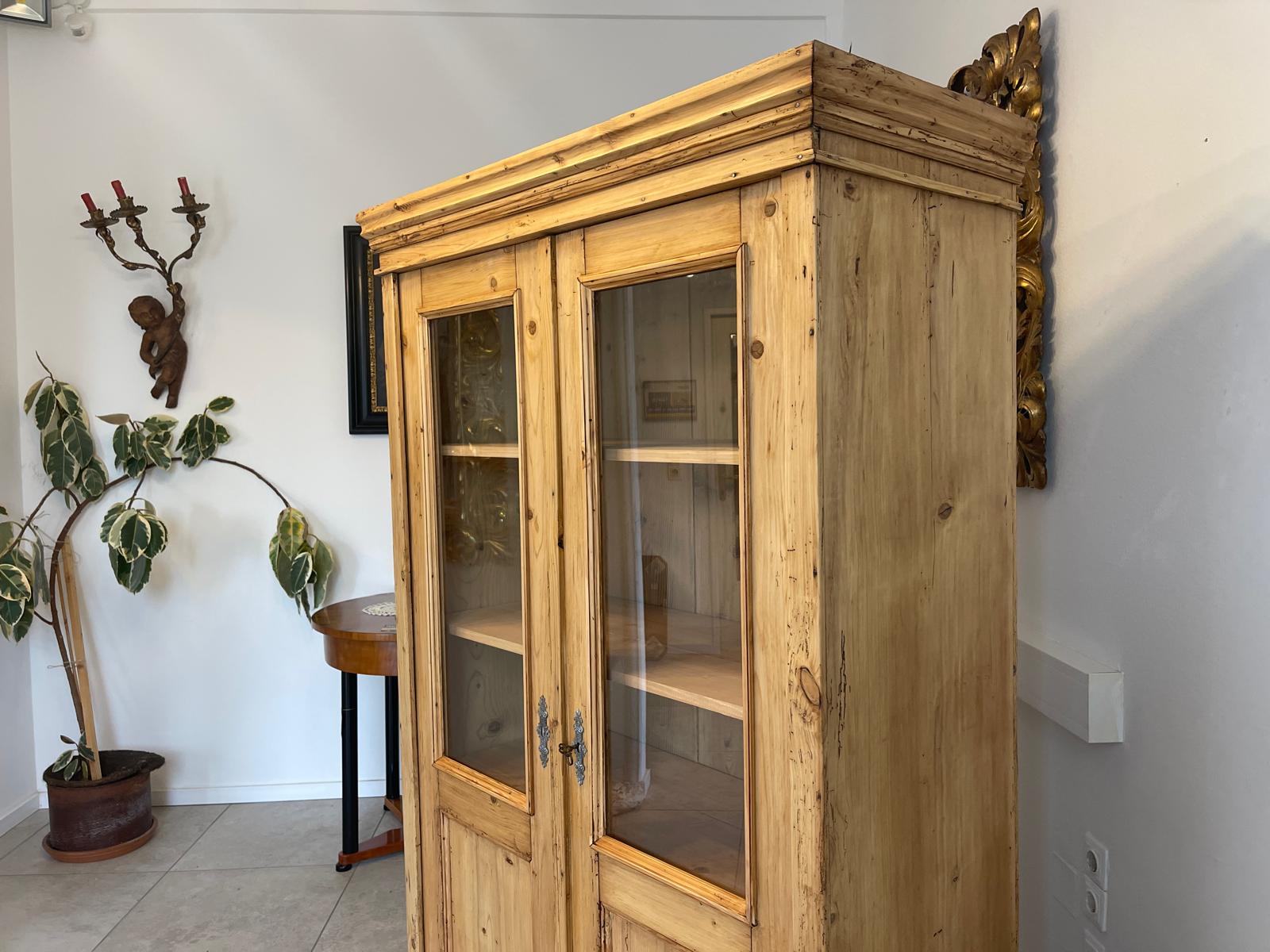 Originale Vitrine Glasvitirne Bücherschrank Bauernvitrine Antik Bauernkasten G1351