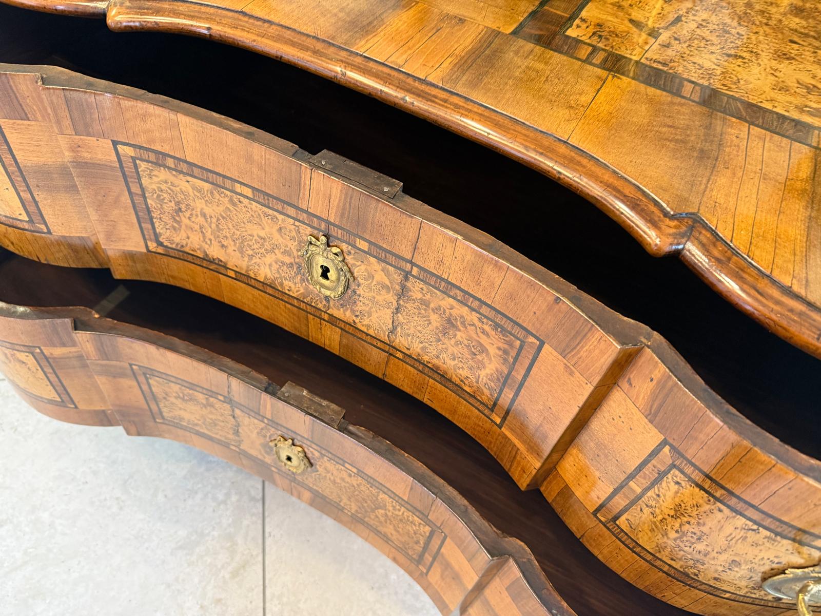 Authentische Barock Kommode Obstholz Marketerien Antiquität Nussholz  G2375