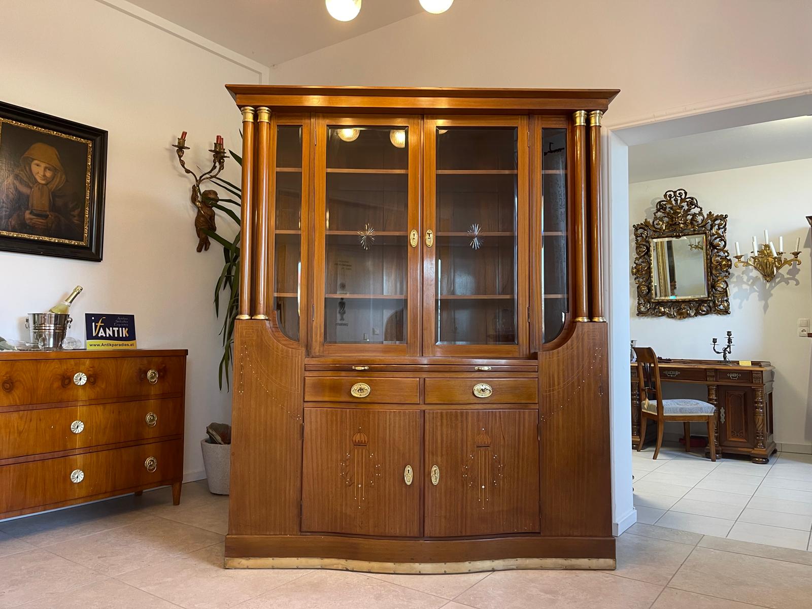 41804b7f-b4f6-4c76-9862-40866a9ef8dc Sale Original Jugendstil Vitrine Bücherschrank B1123