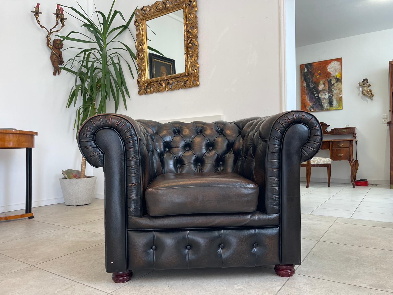Chesterfield 1er Fauteuil Couch Zigarrenbraun Braun G1332