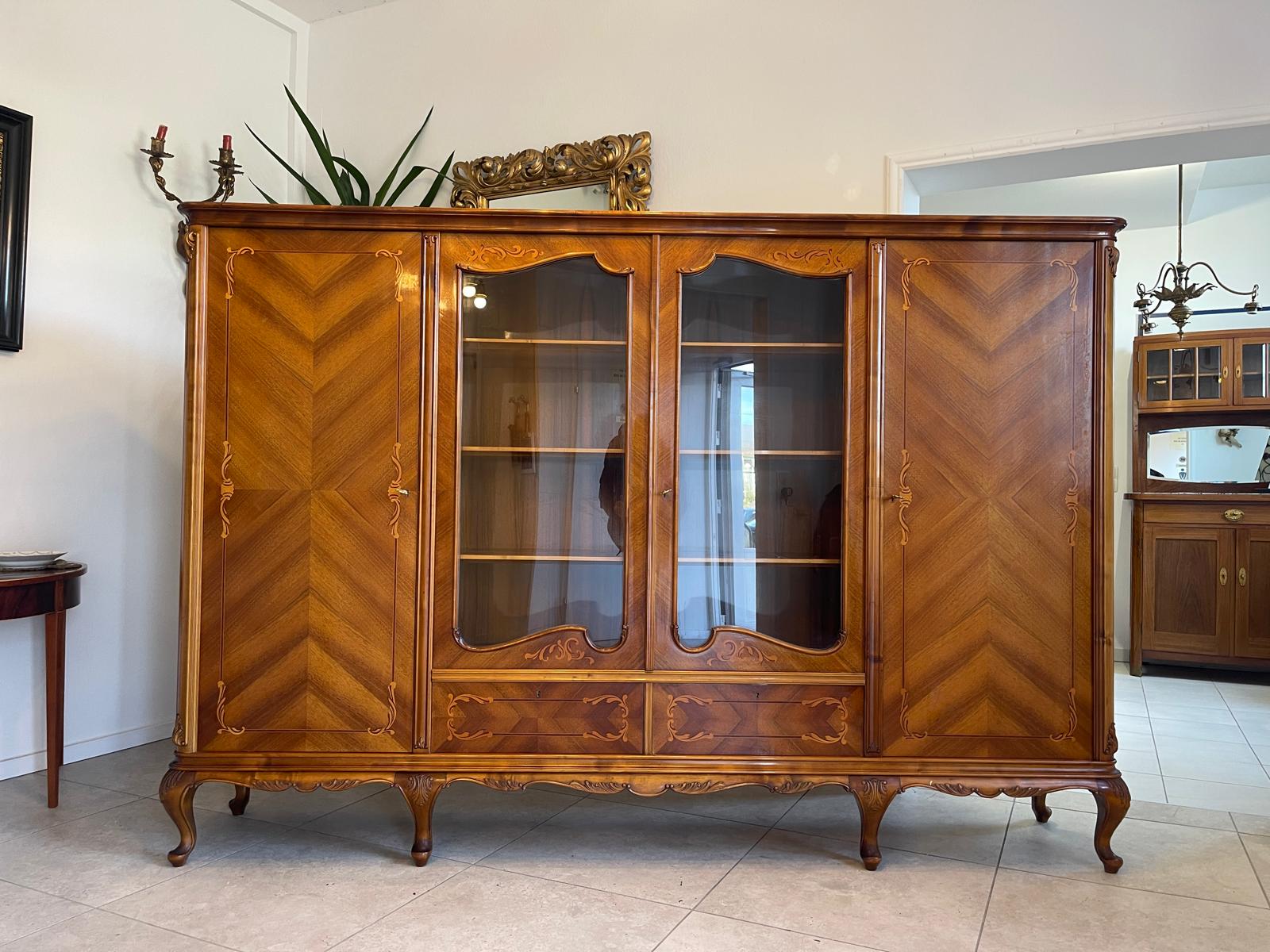 Bücherschrank Barock Barockstil Vitrine Glasschrank Wohnzimmerschrank A5151