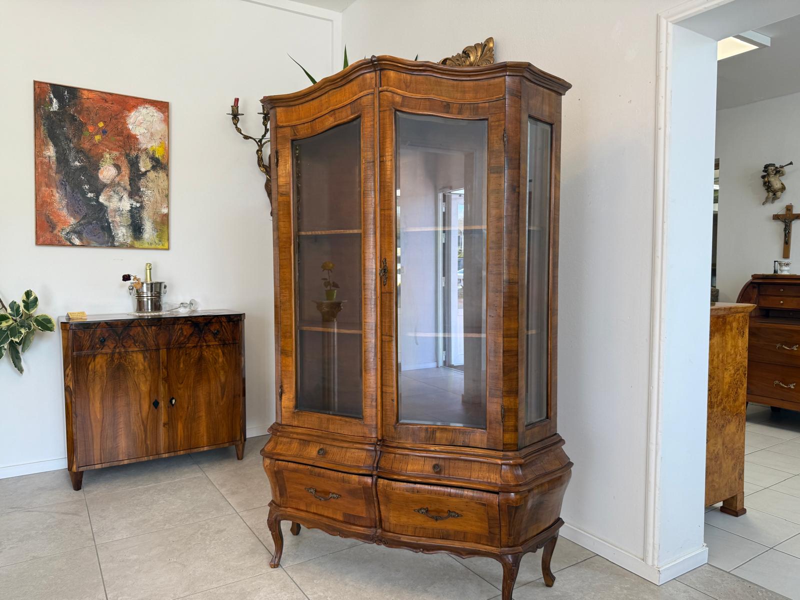 Bücherschrank Barock Barockstil Vitrine Glasschrank Wohnzimmerschrank G1956