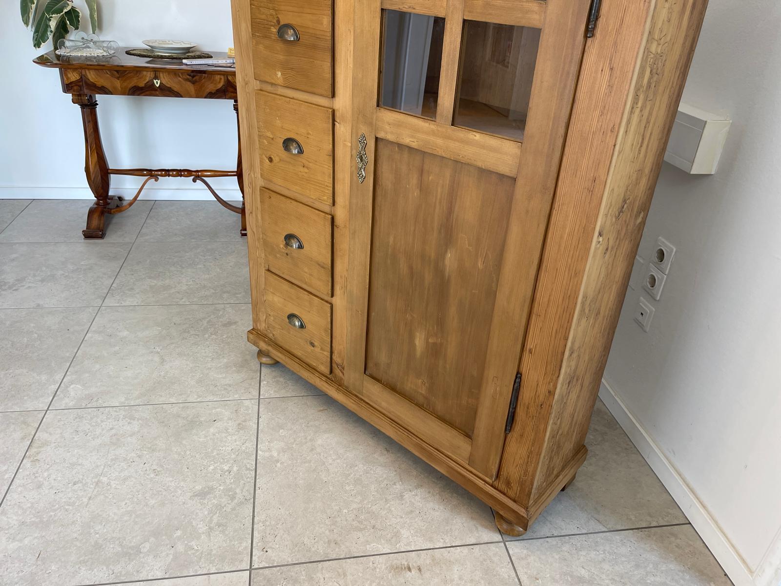 Antiker Biedermeier Brotschrank Almerschrank Vorratskasten Vitrine Bauernvitrine G1652