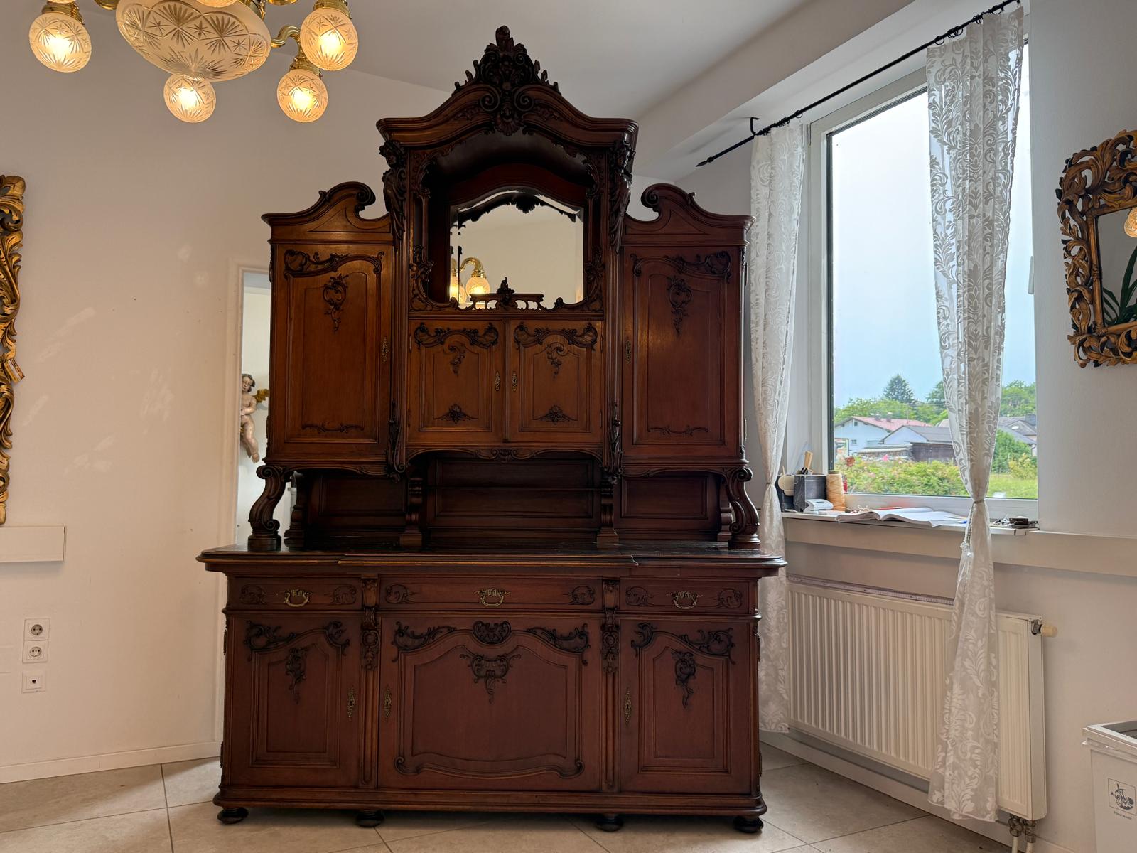 Figurales Pfeiferlbarock Aufsatzbuffet Altarschrank Aufsatzschrank / Buffet – D2658