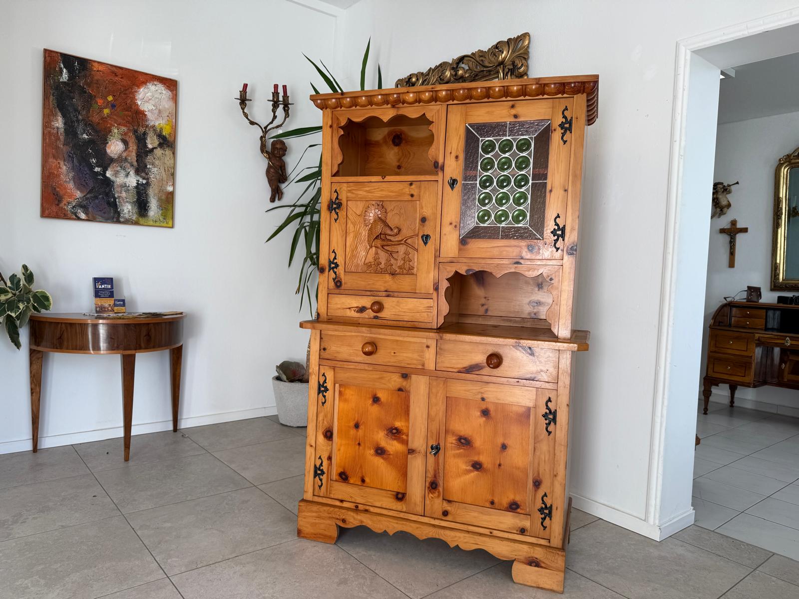 Zirbenholz Kredenz Butzenglas Küchenschrank G2176