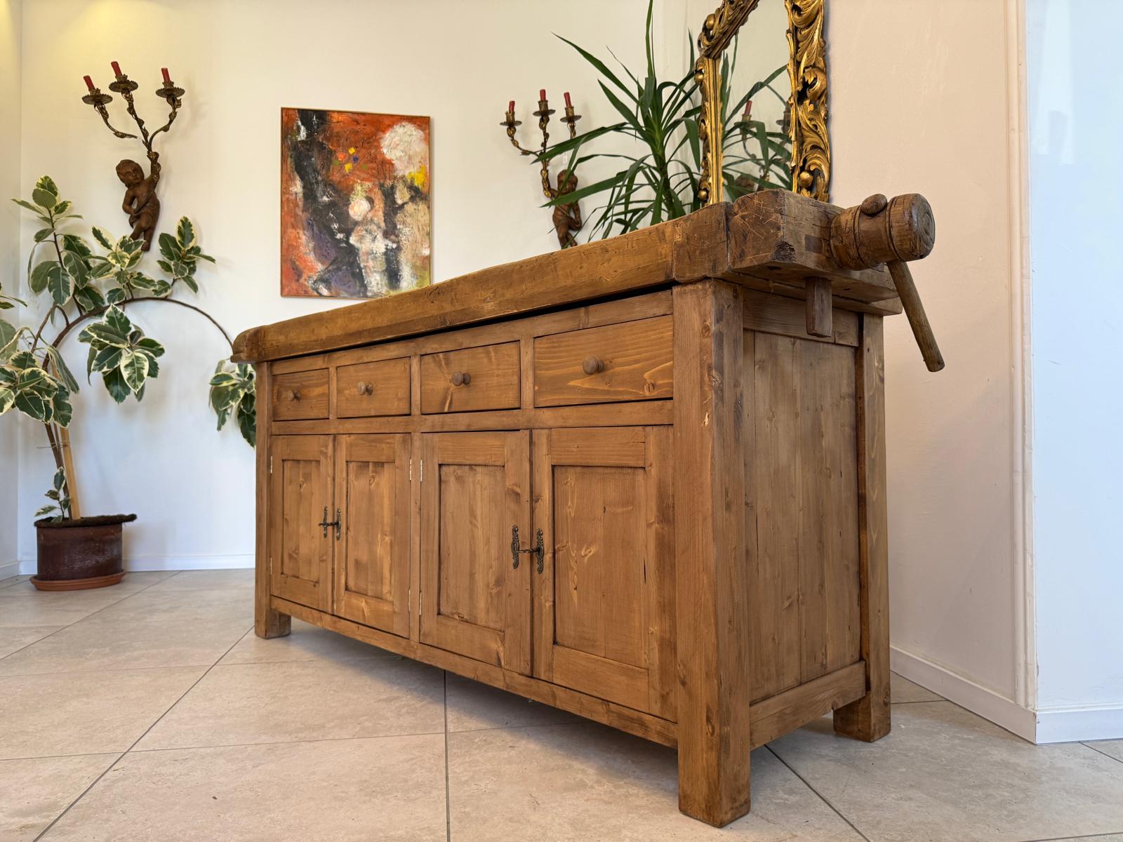 Urige Hobelbank Werkbank Pult Tresen Ladenschrank G2179-1