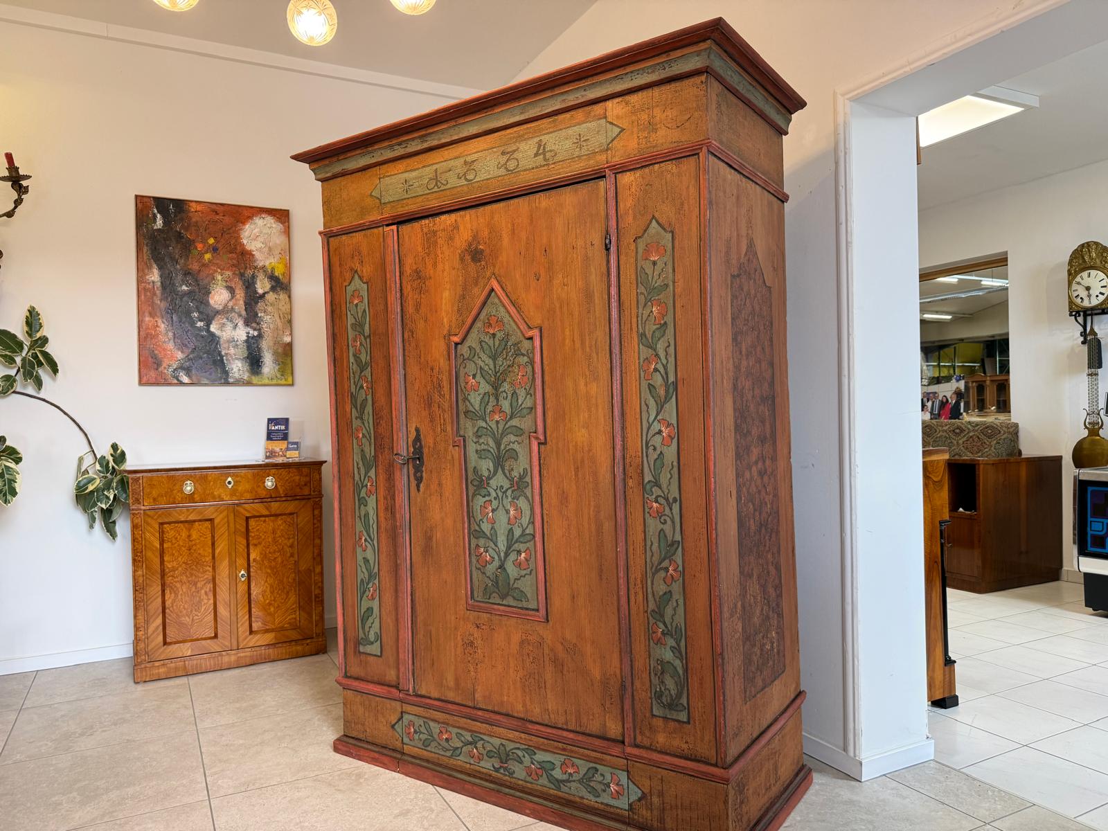 Handbemalter Barockschrank Bauernschrank Bauernkasten Kitzbühel 1784 D1204