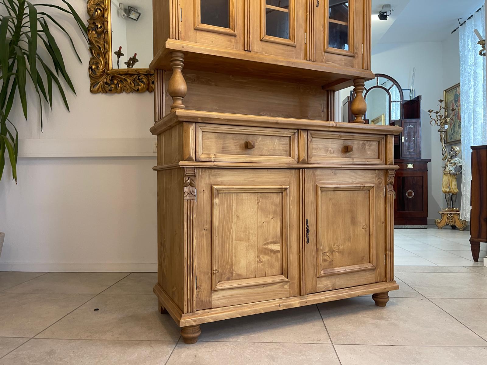 Bäuerlicher Gründerzeit Küchenschrank Vitrinenschrank G1504